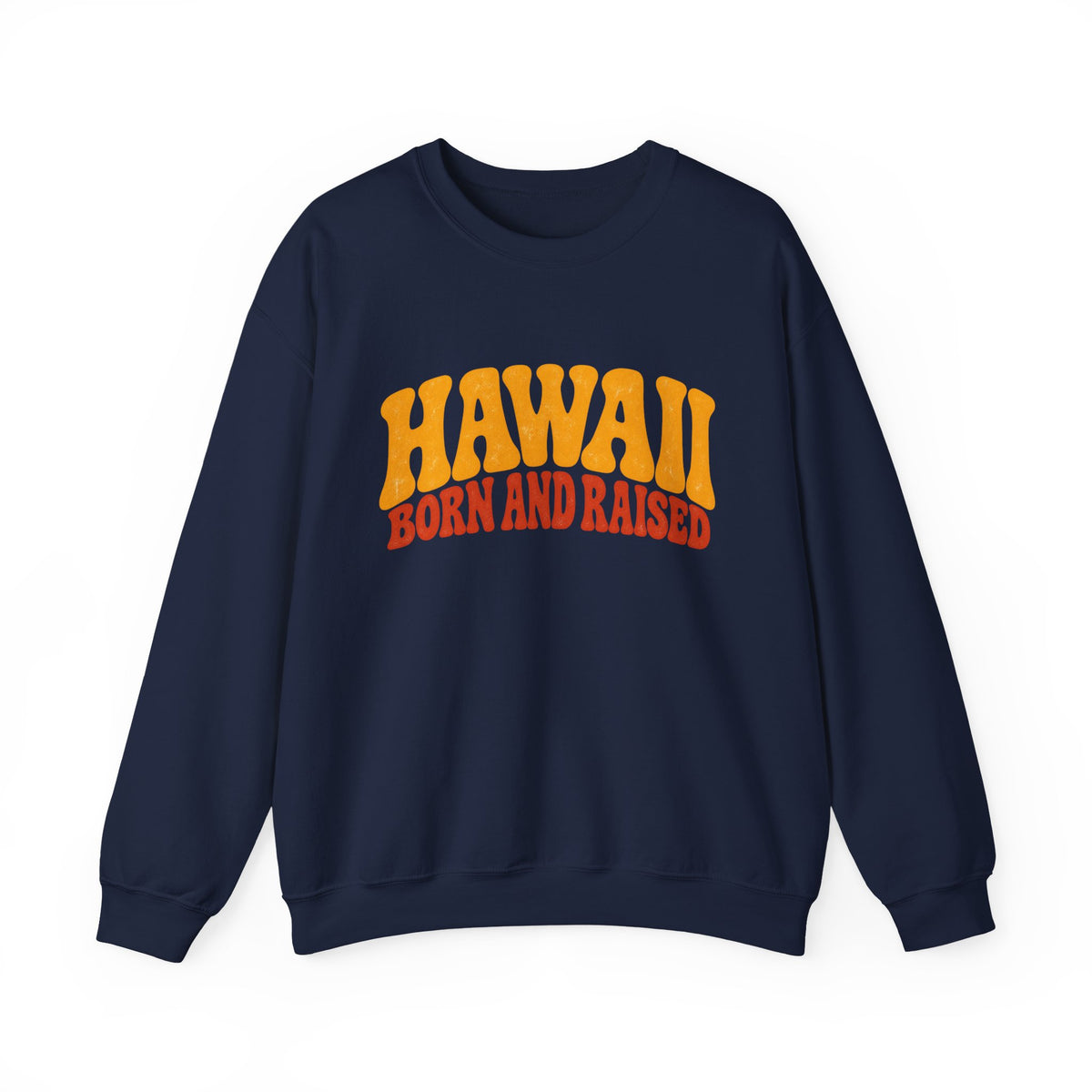 Hawaii Born and Raised Retro 1970s Unisex Sweatshirt Graphic