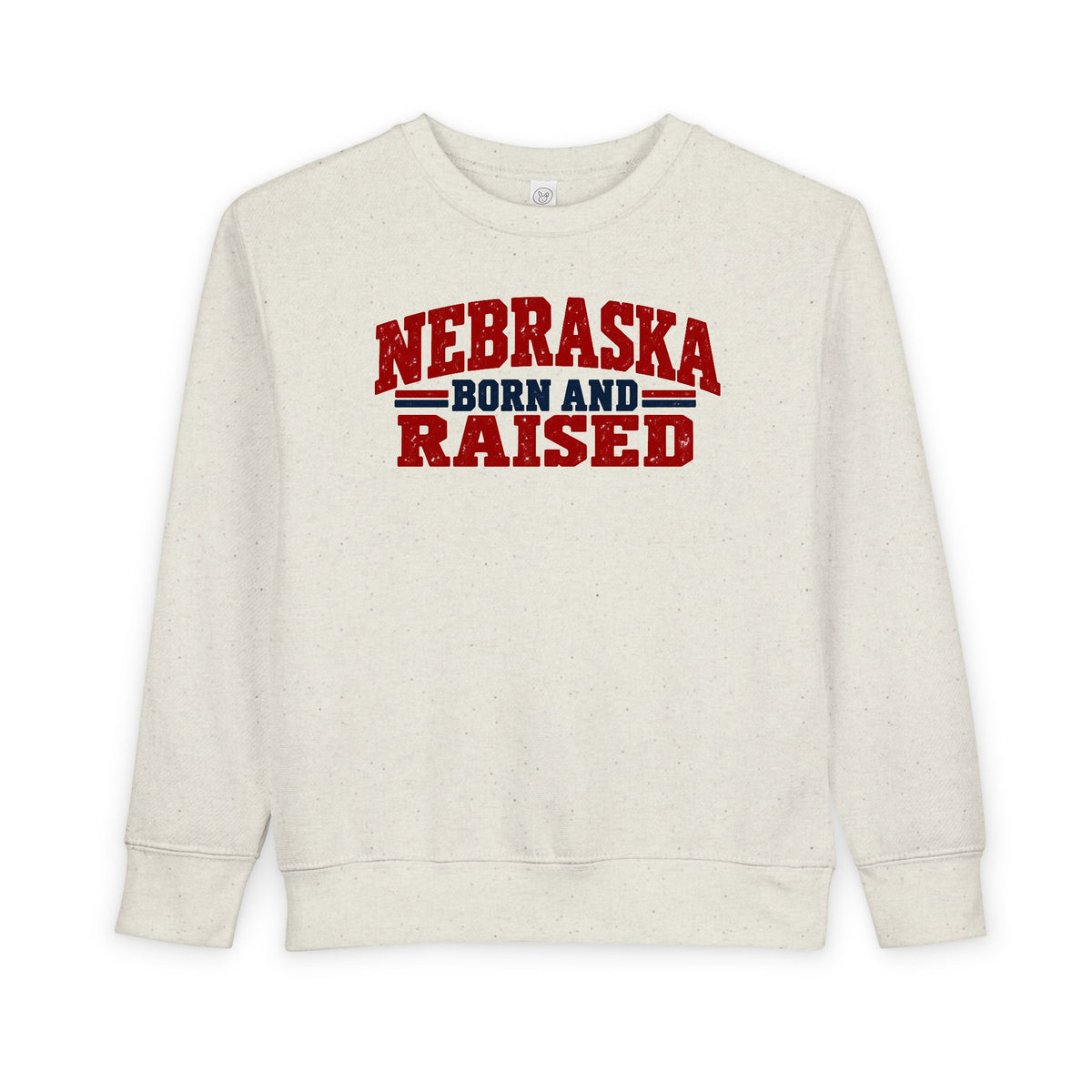 Nebraska Born and Raised Vintage Farmhouse Unisex Toddler Sweatshirt Graphic