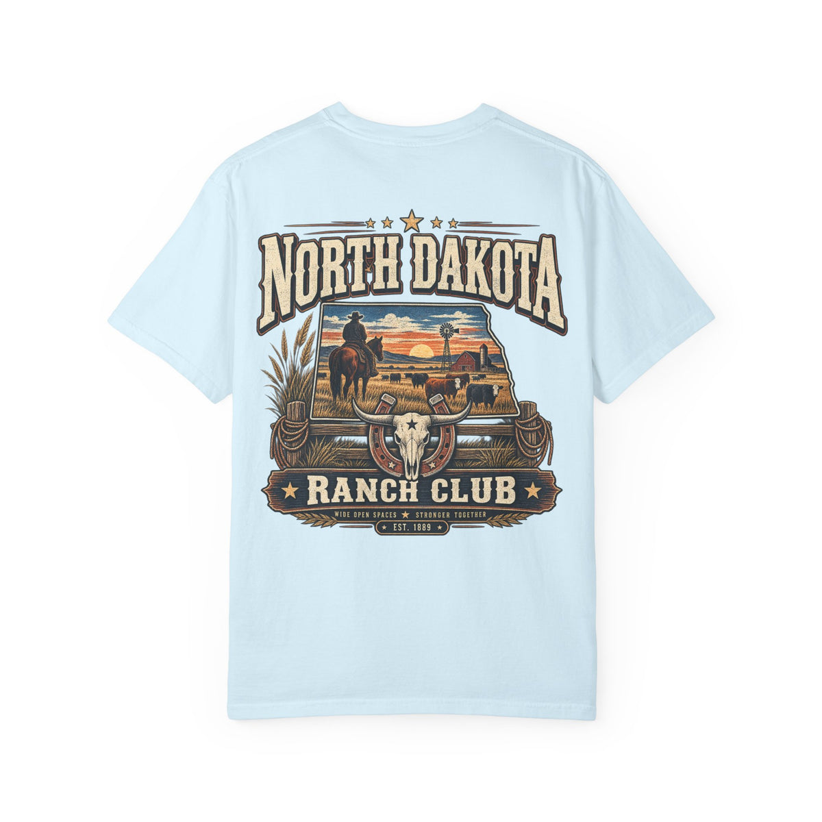 North Dakota Ranch Club Unisex Comfort Color 1717 Streetwear Graphic Tee