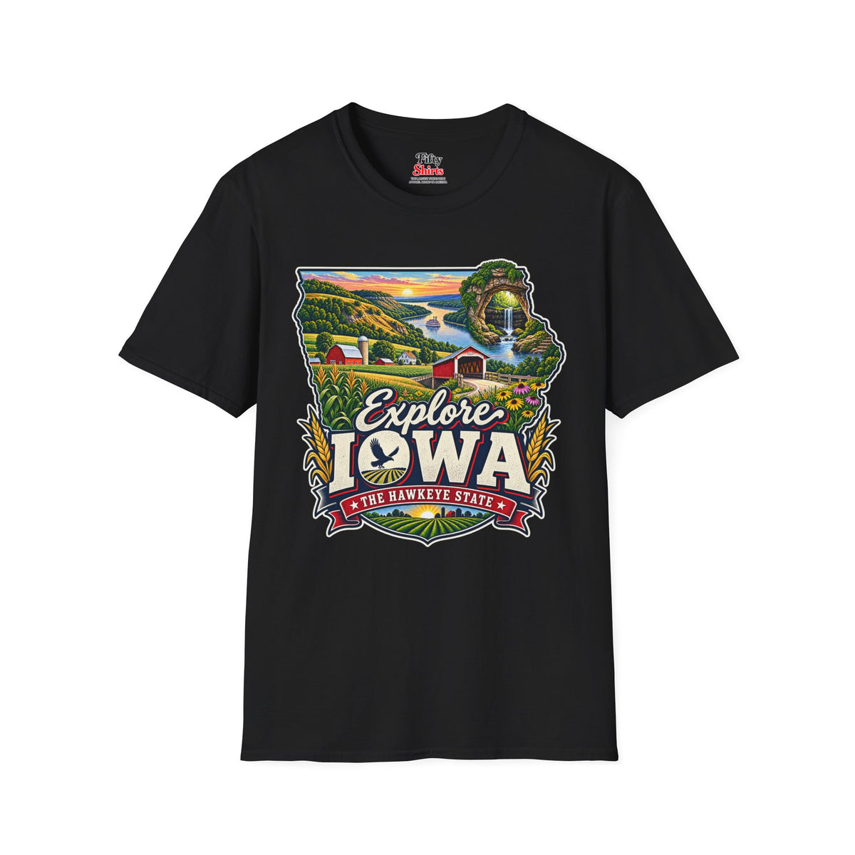 Explore Iowa Unisex Softstyle T Shirt State Pride Graphic Tee Collections FS03
