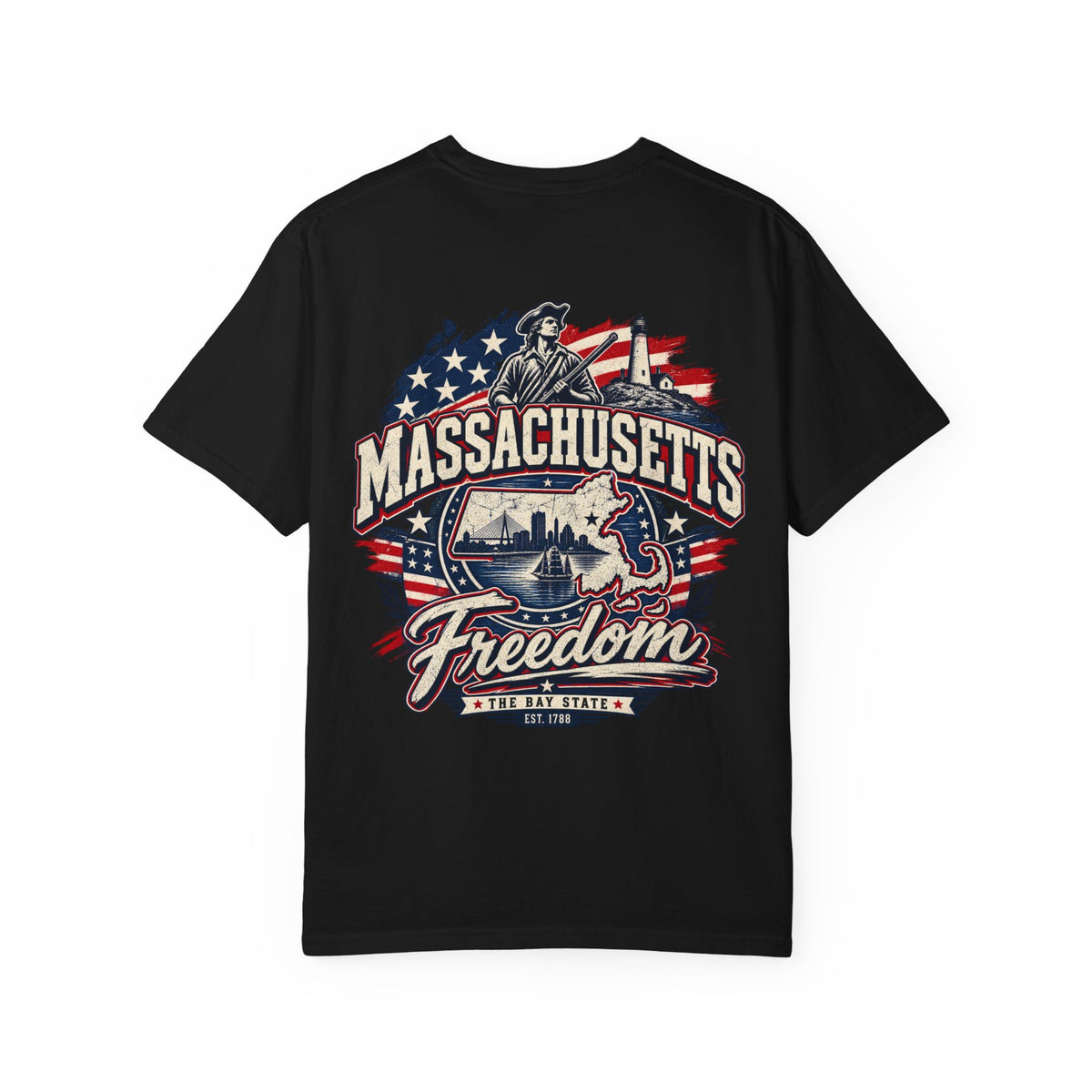 Massachusetts Freedom Unisex Comfort Color 1717 Streetwear Graphic Tee