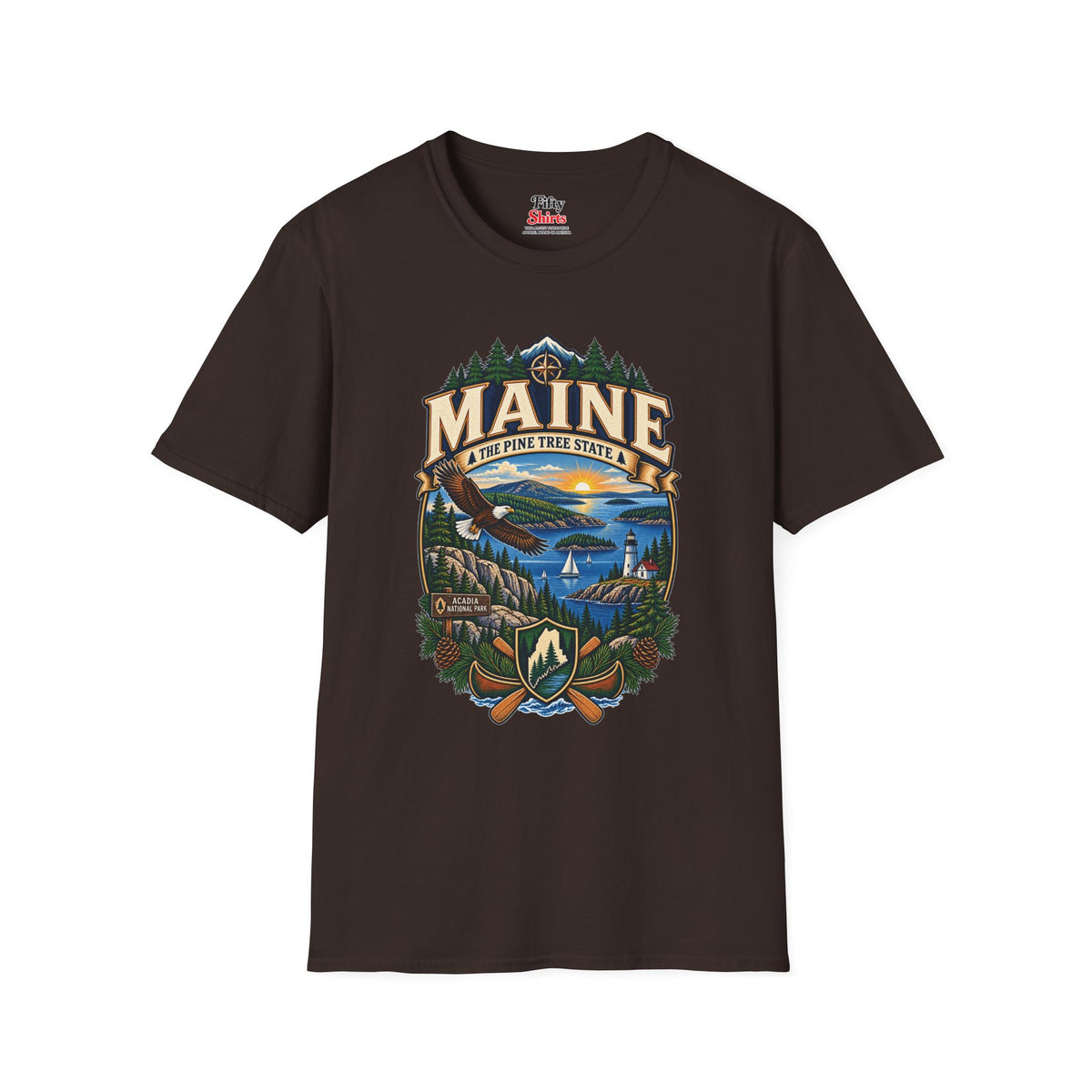 Pine Tree State Adventure Unisex Softstyle T Shirt State Pride Graphic Tee Collections FS03