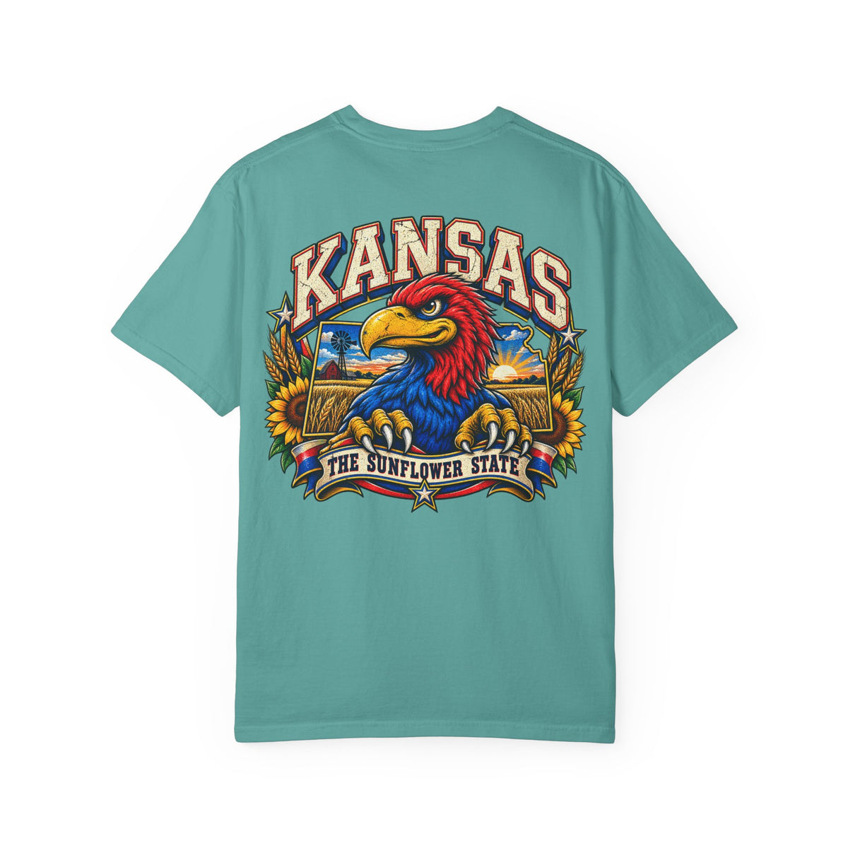 Kansas Jayhawk Emblem Unisex Comfort Color 1717 Streetwear Graphic Tee