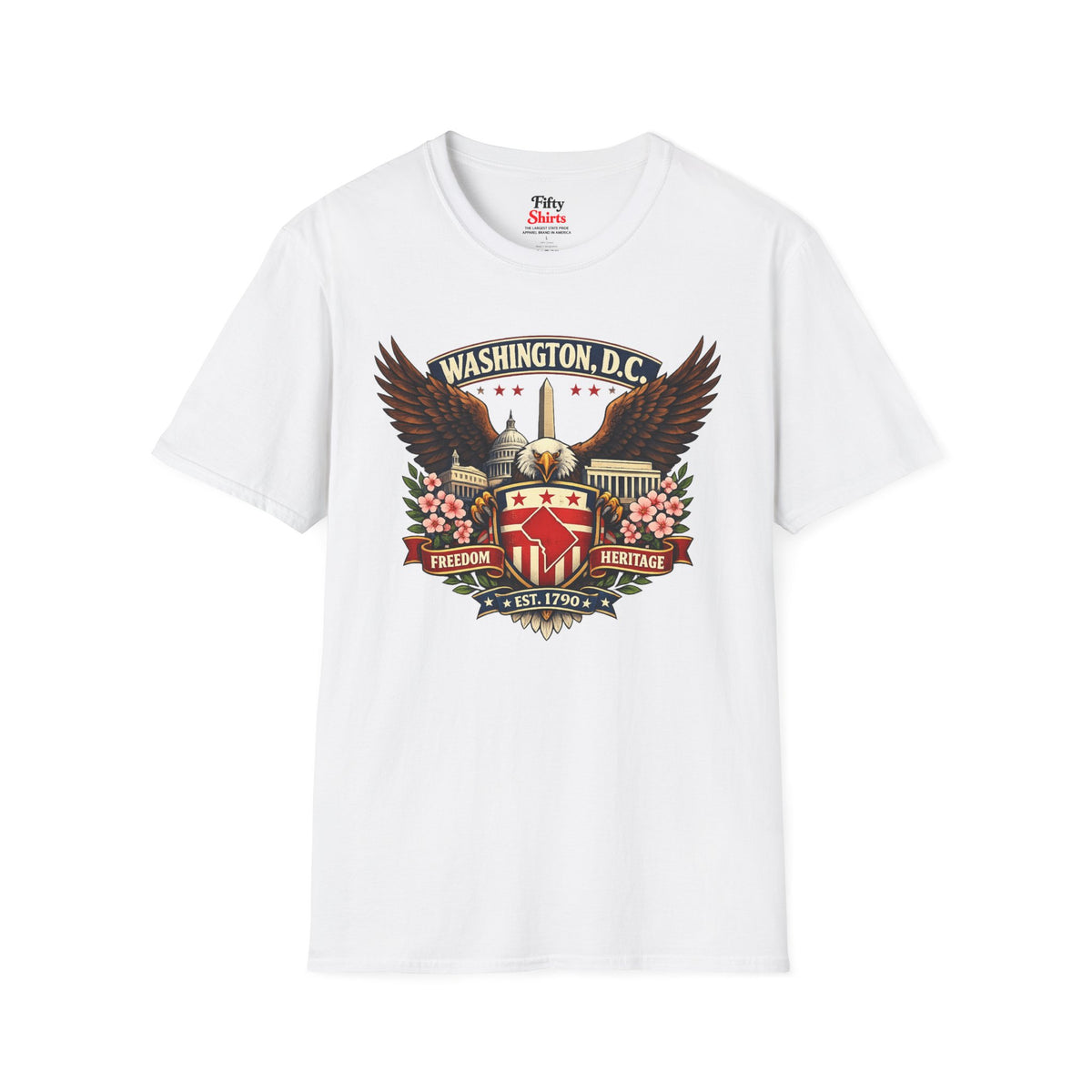 Washington D.C. Americana Eagle Unisex Softstyle T Shirt State Pride Graphic Tee Collections FS03