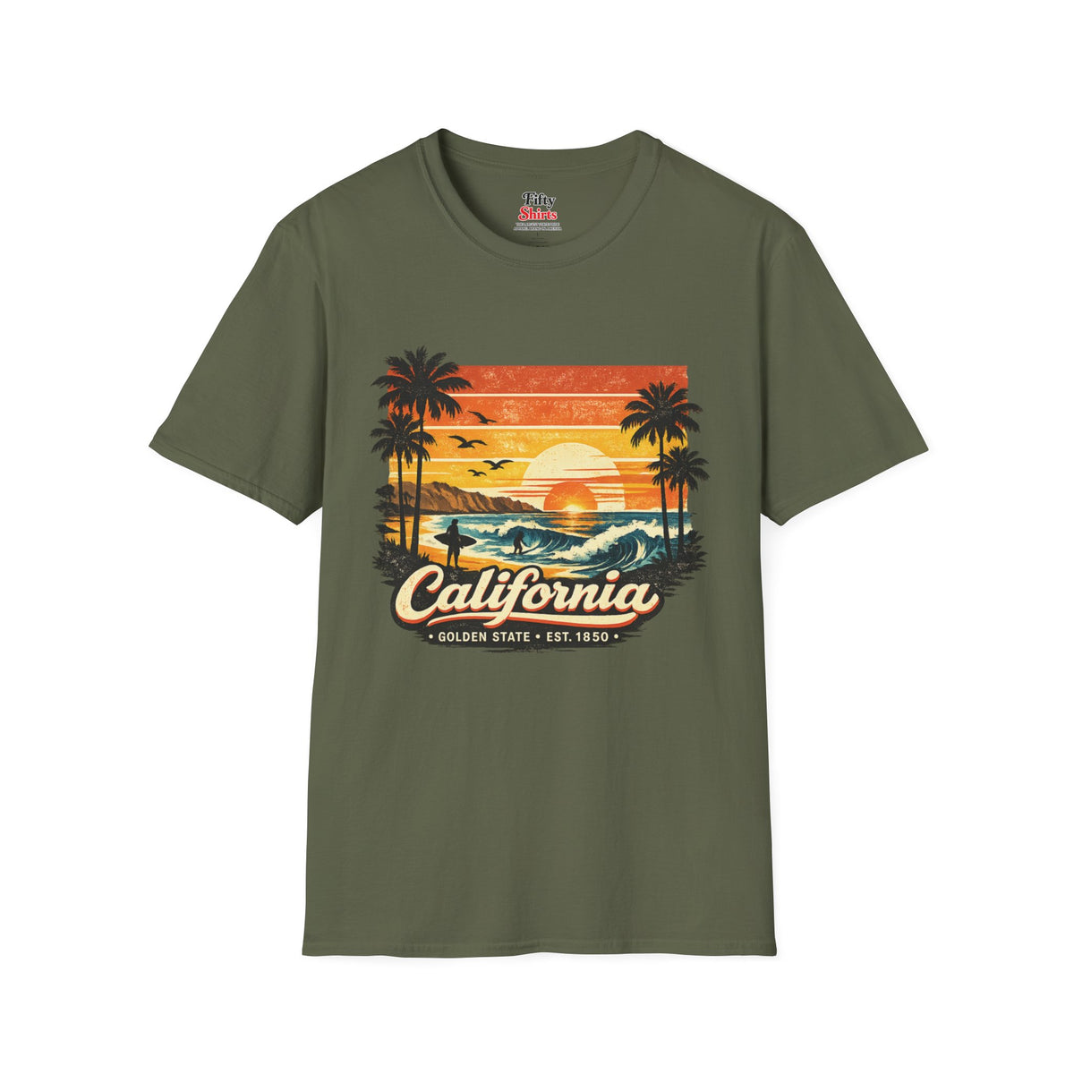 California Sunset Design Unisex Softstyle T Shirt State Pride Graphic Tee Collections FS03