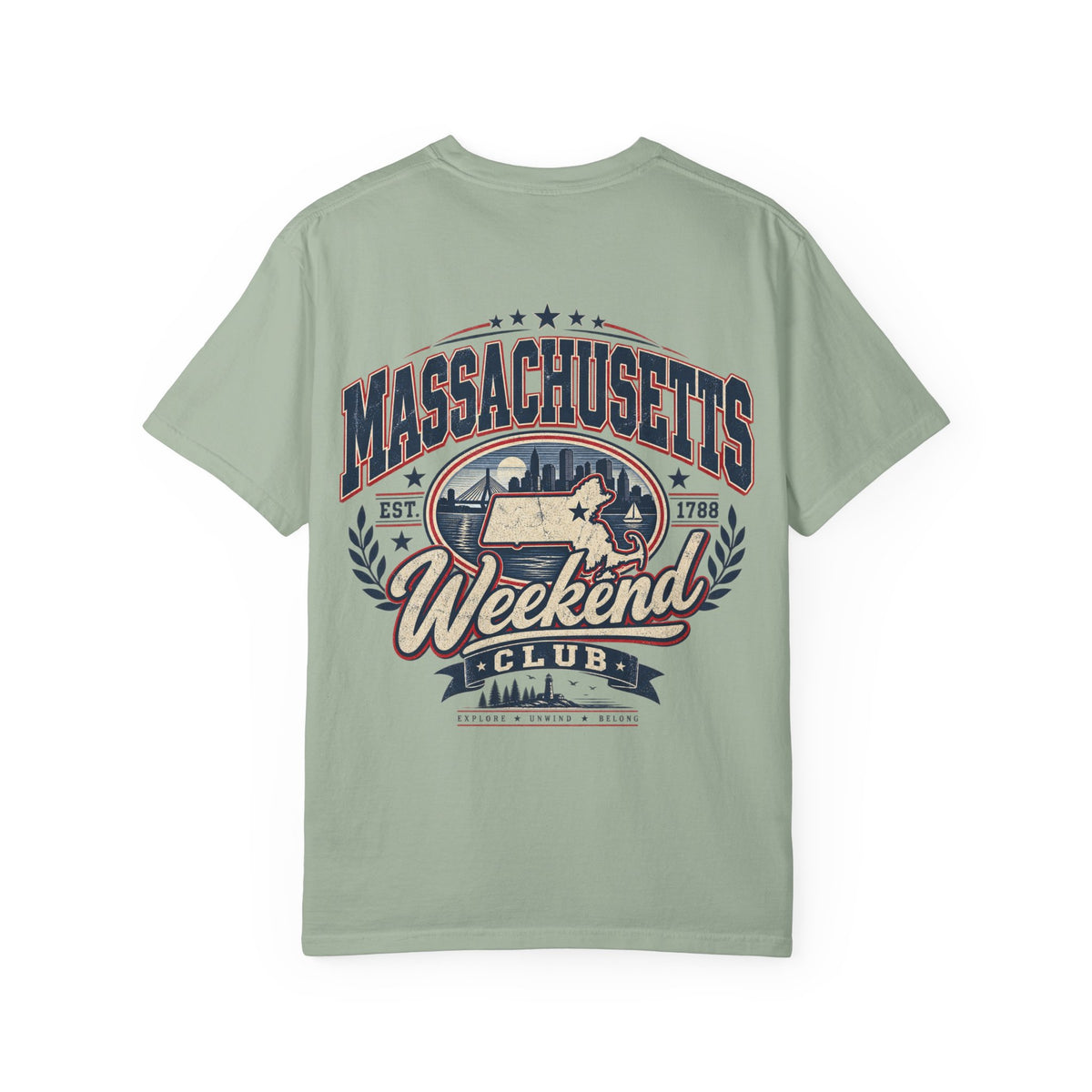 Massachusetts Weekend Club Unisex Comfort Color 1717 Streetwear Graphic Tee