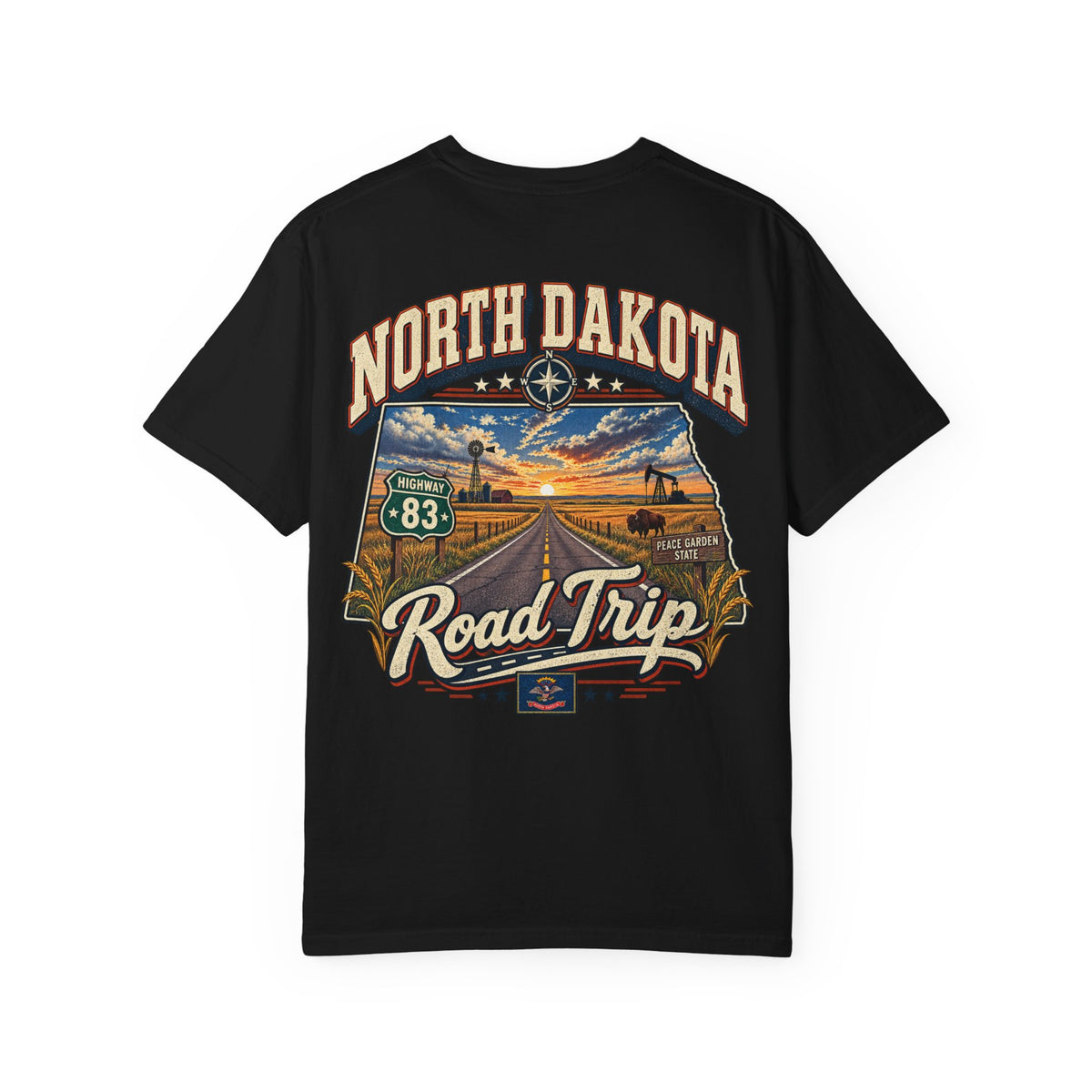 North Dakota Road Trip Unisex Comfort Color 1717 Streetwear Graphic Tee