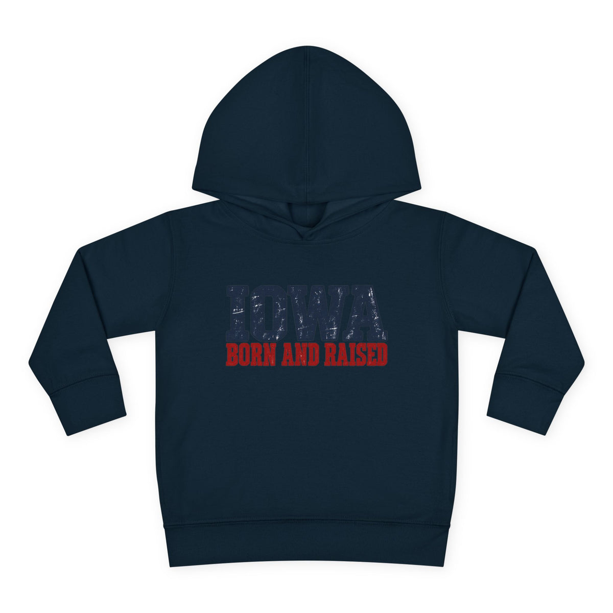 Iowa Born and Raised Rustic Midwest Unisex Toddler Pullover Fleece Hoodie