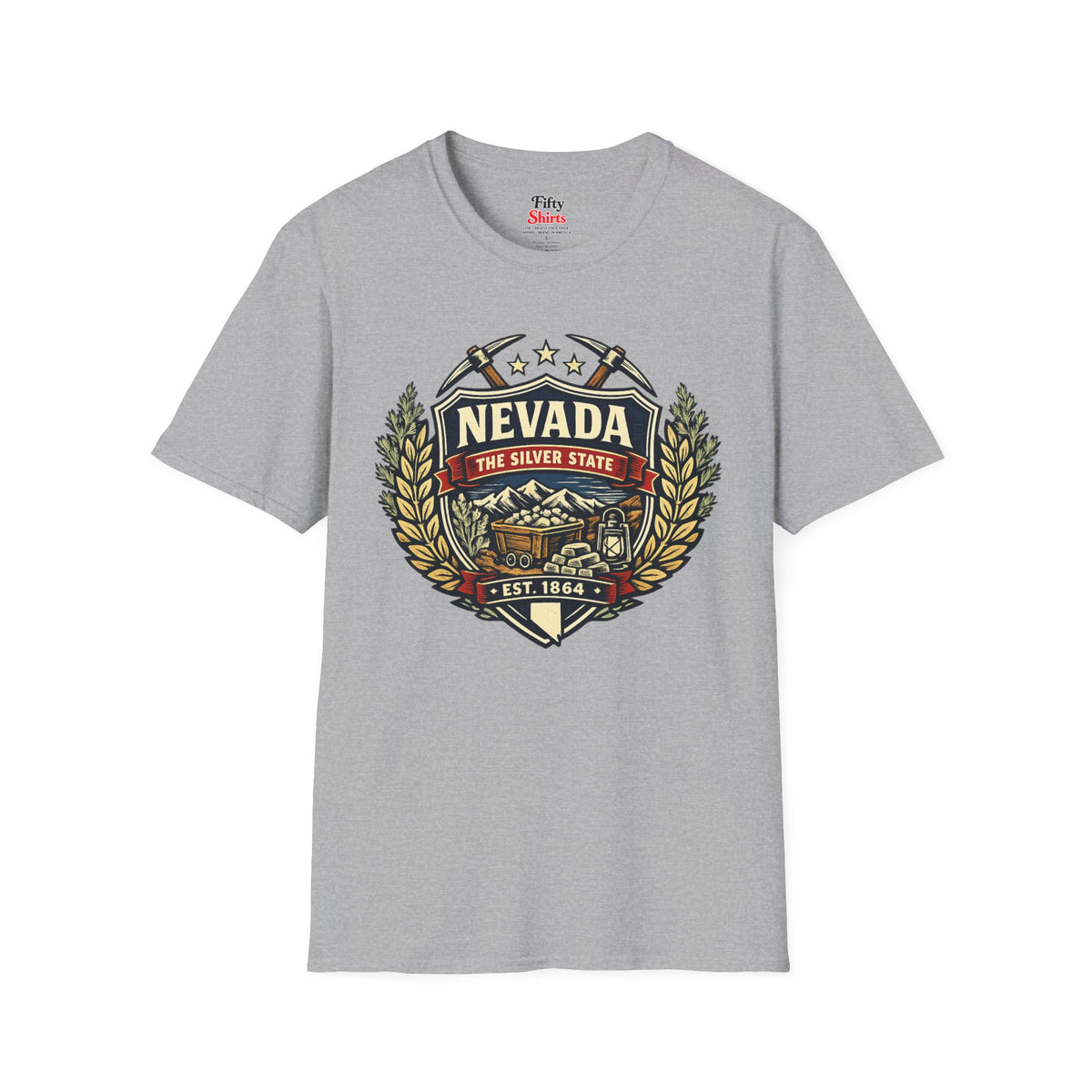 Nevada Heritage Badge Unisex Softstyle T Shirt State Pride Graphic Tee Collections FS03