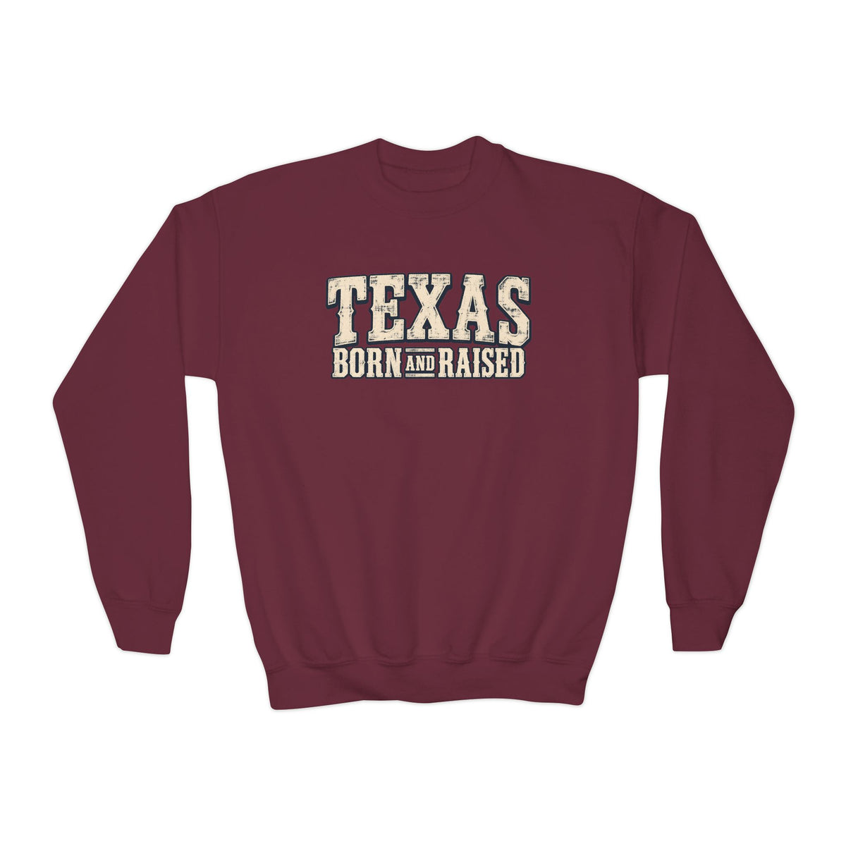 Texas Old-School Ranch Heritage Unisex Youth Crewneck Sweatshirt Graphic
