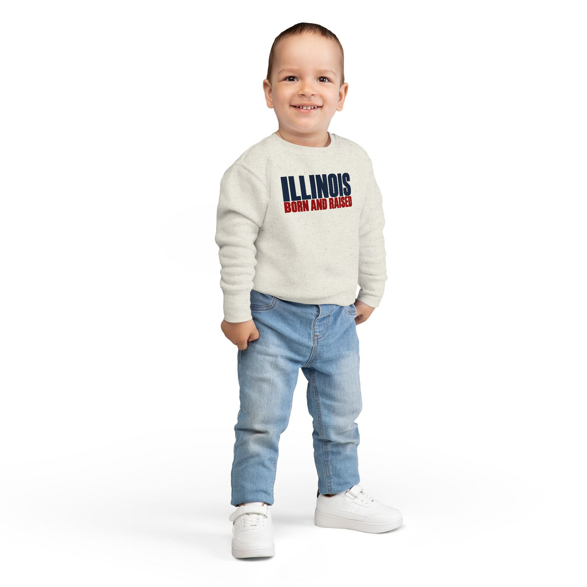 Illinois Born and Raised Modern Midwest Streetwear Unisex Toddler Sweatshirt