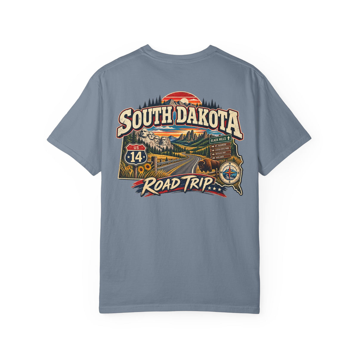 South Dakota Road Trip Unisex Comfort Color 1717 Streetwear Graphic Tee