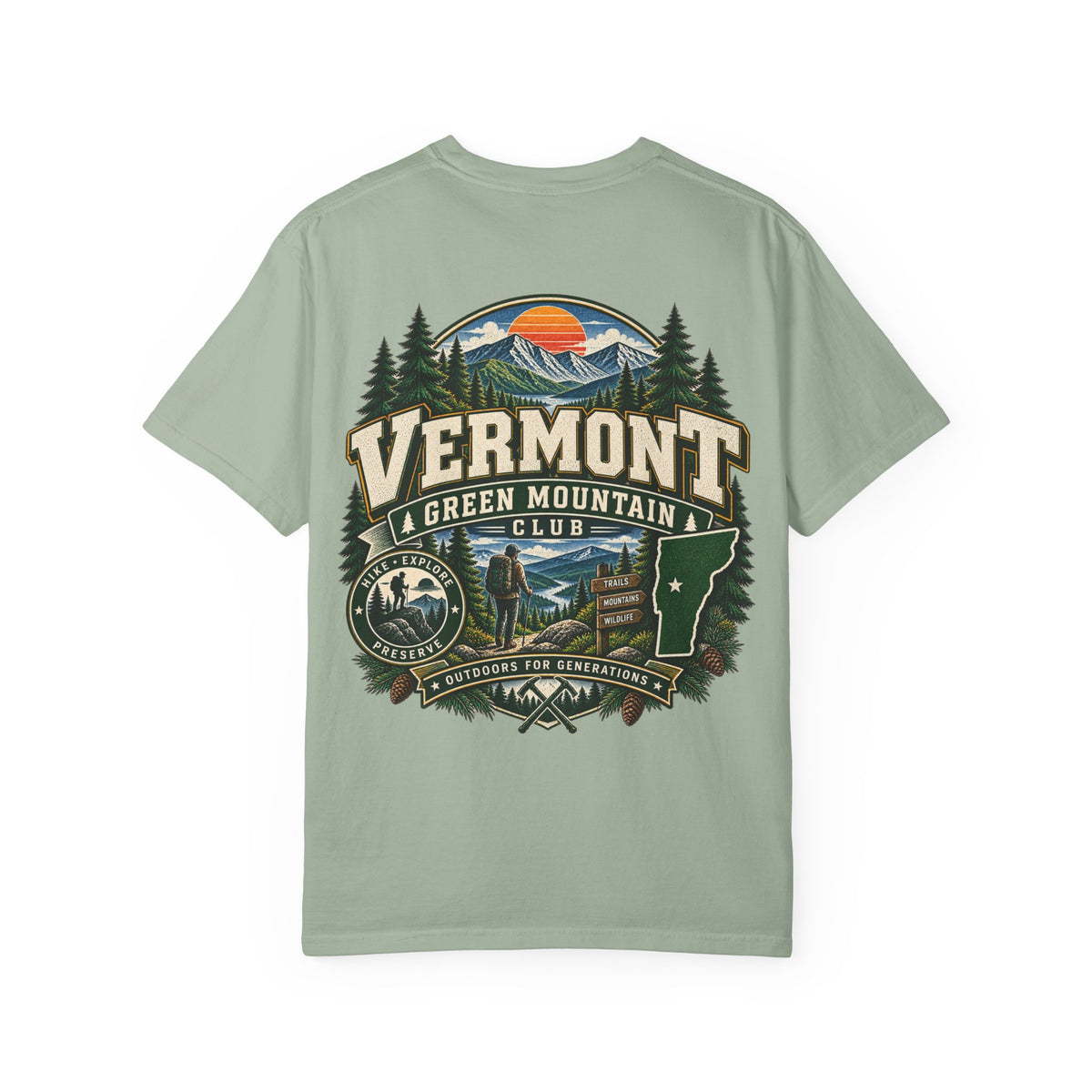 Vermont Green Mountain Club Unisex Comfort Color 1717 Streetwear Graphic Tee