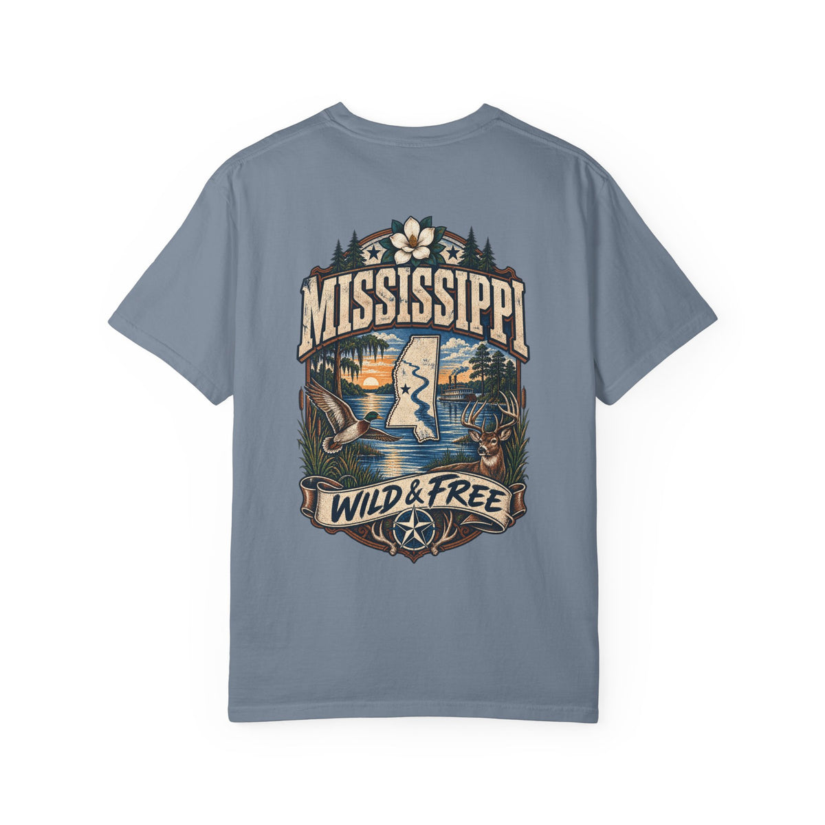 Mississippi Wild & Free Unisex Comfort Color 1717 Streetwear Graphic Tee
