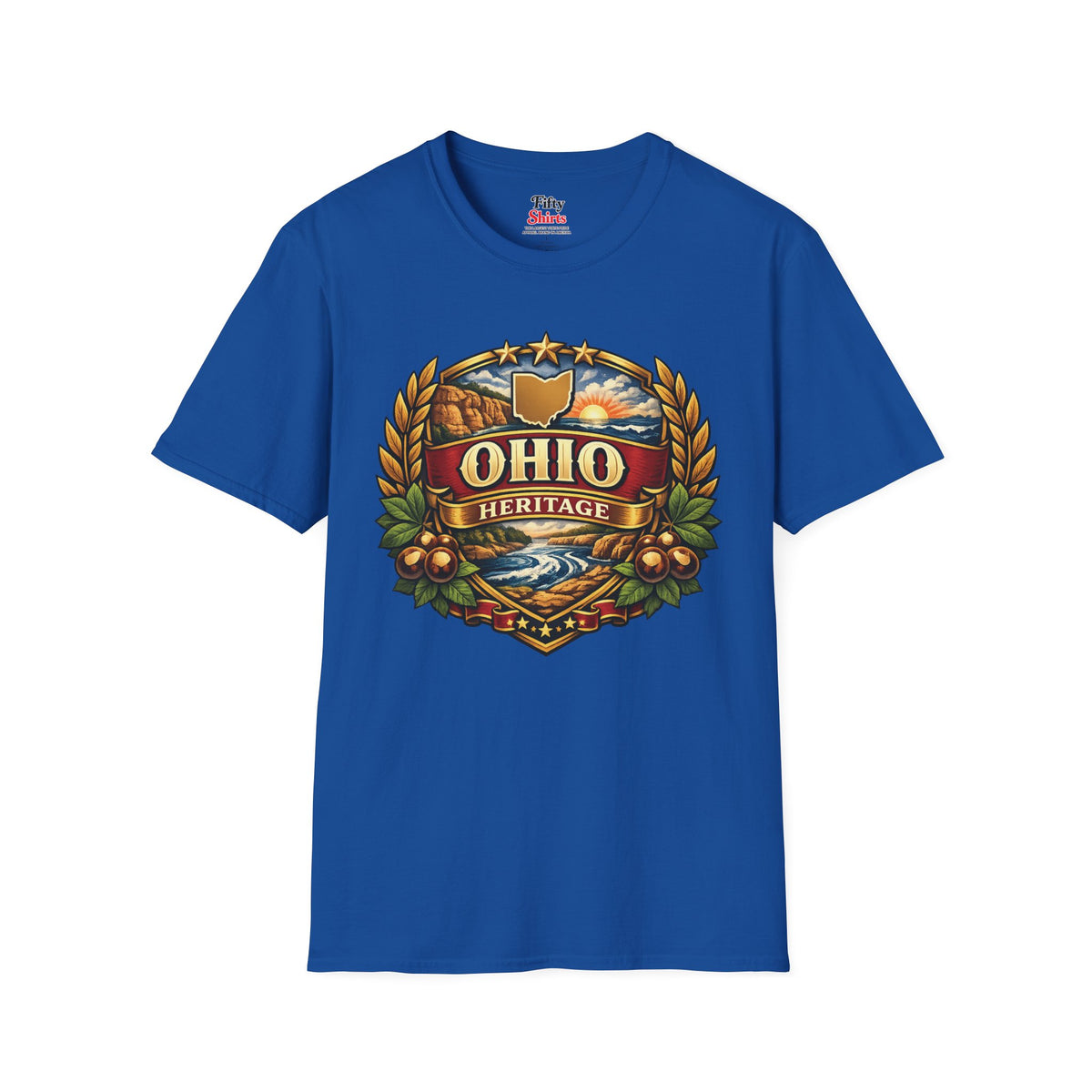 Ohio Heritage Badge Unisex Softstyle T Shirt State Pride Graphic Tee Collections FS03