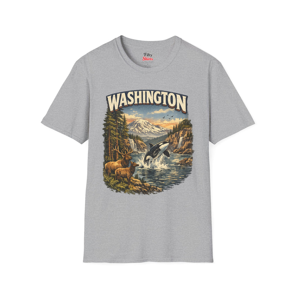 Washington Wildlife Unisex Softstyle T Shirt State Pride Graphic Tee Collections FS03