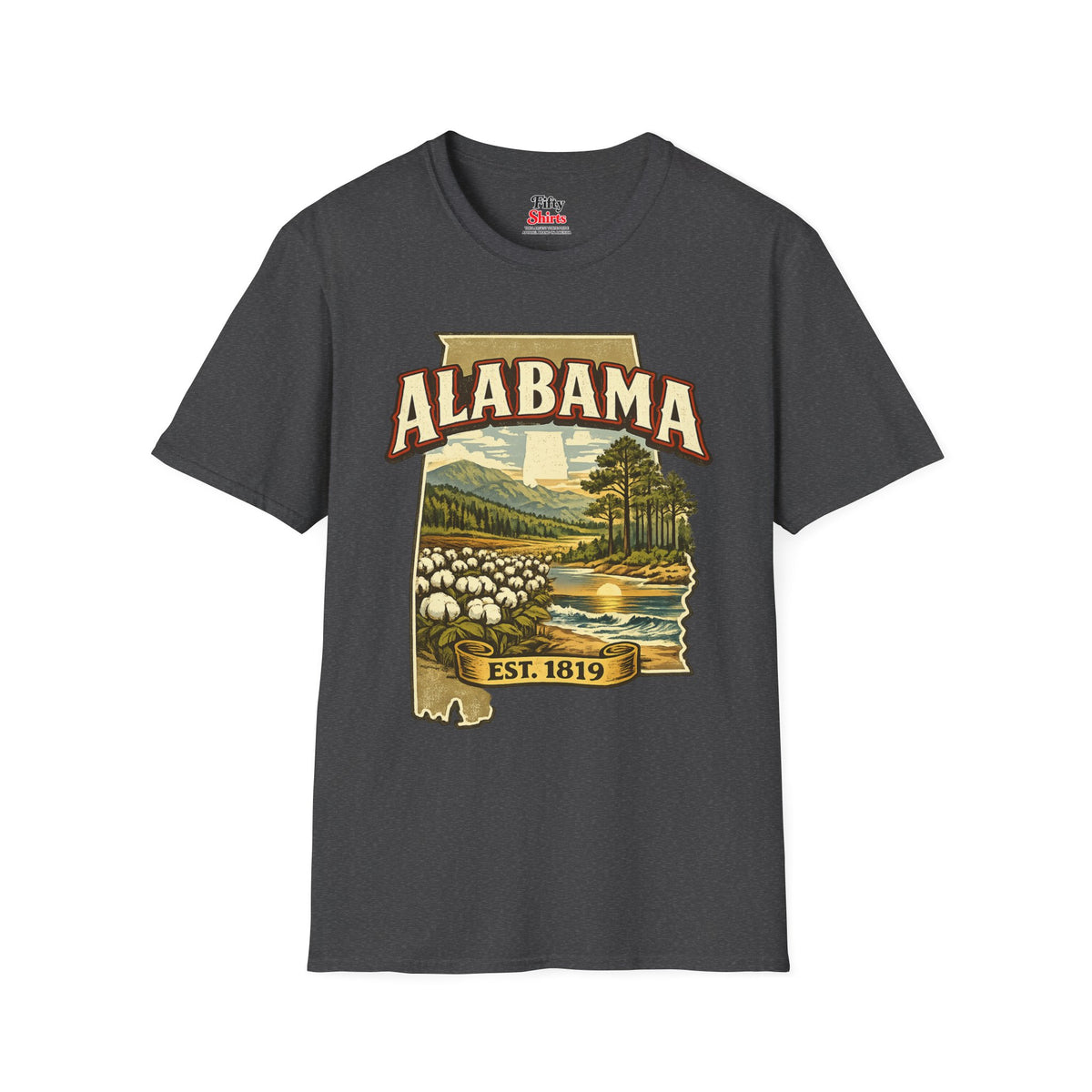 Vintage Alabama Heritage Unisex Softstyle T Shirt State Pride Graphic Tee Collections FS03