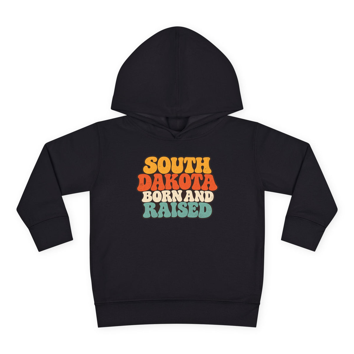 South Dakota Born and Raised Retro 1970s Unisex Toddler Pullover Fleece Hoodie