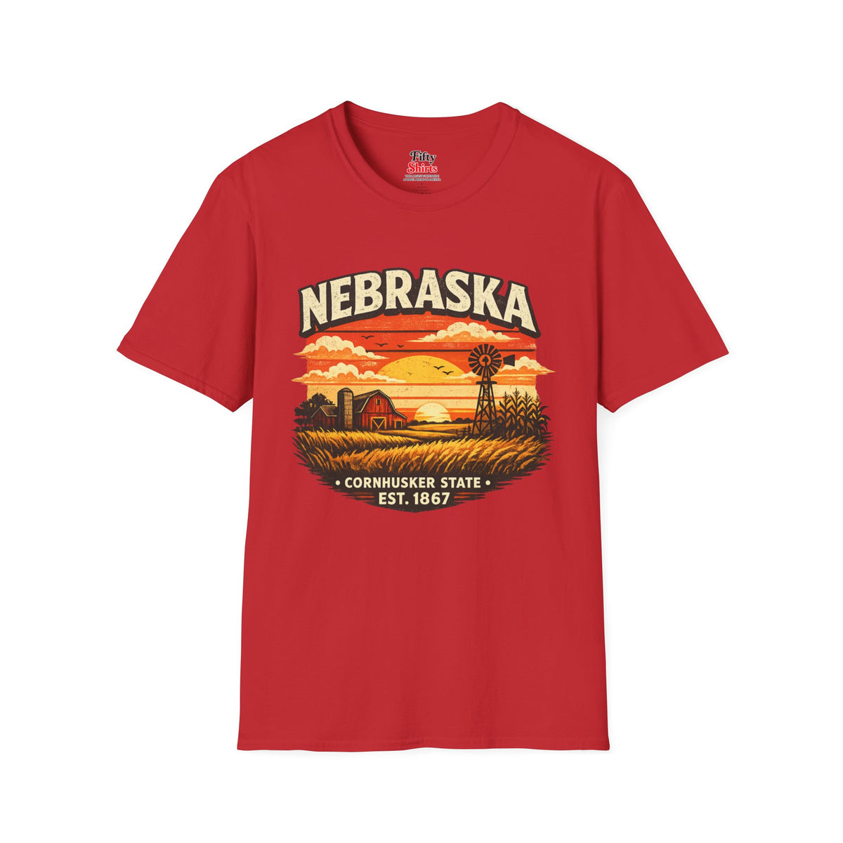 Nebraska Prairie Sunset Unisex Softstyle T Shirt State Pride Graphic Tee Collections FS03