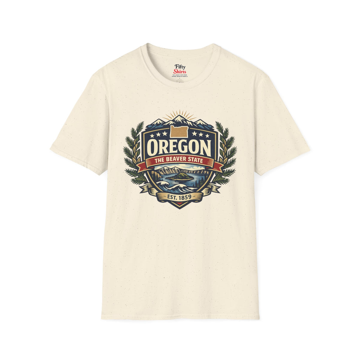 Oregon Heritage Badge Unisex Softstyle T Shirt State Pride Graphic Tee Collections FS03