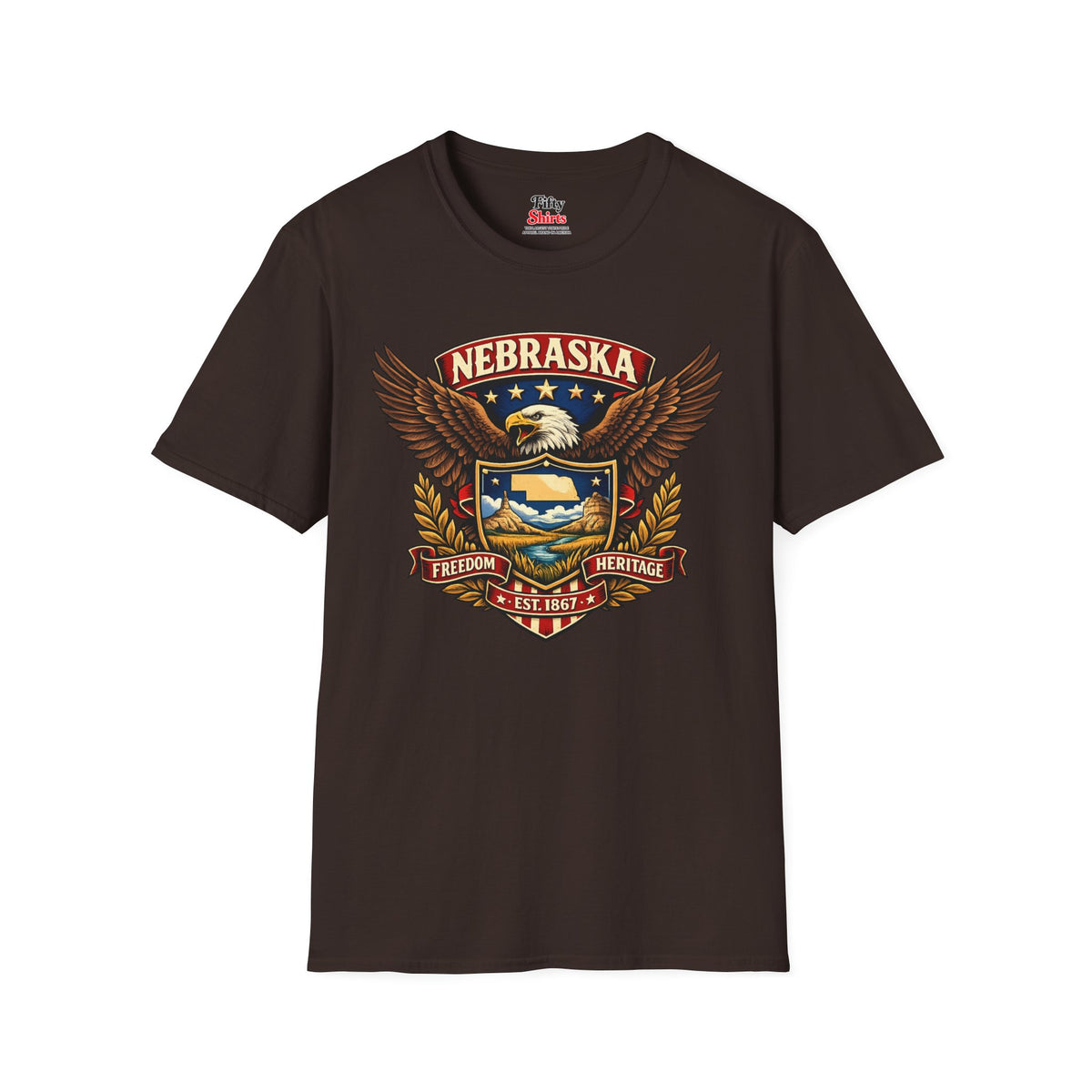 Nebraska Americana Eagle Unisex Softstyle T Shirt State Pride Graphic Tee Collections FS03