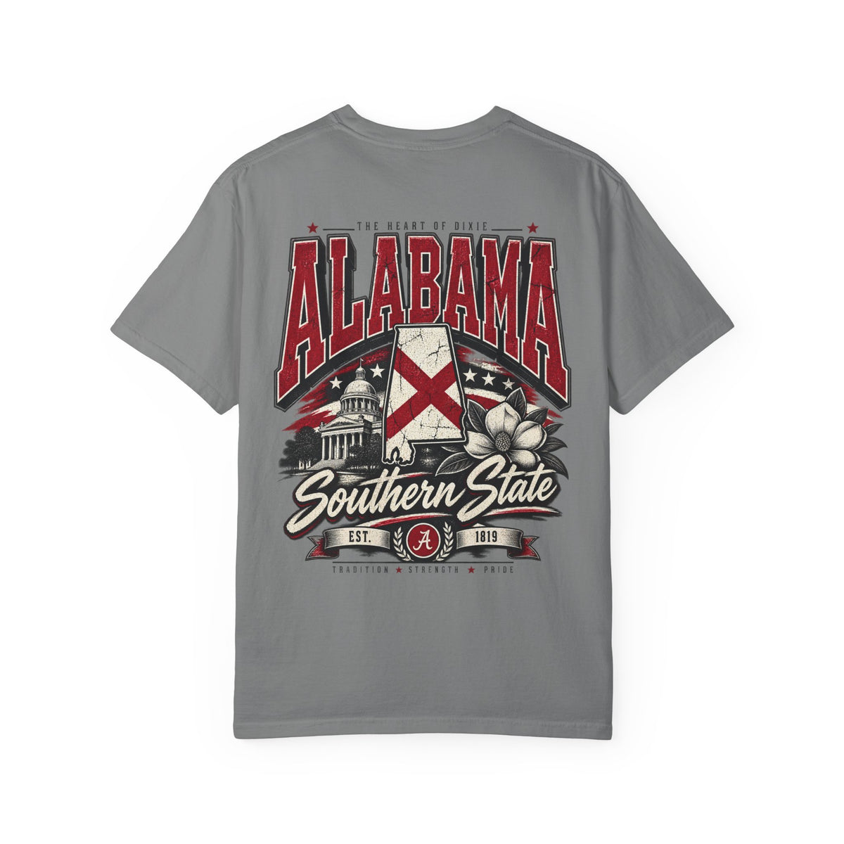 Alabama State Lettering Unisex Comfort Color 1717 Streetwear Graphic Tee