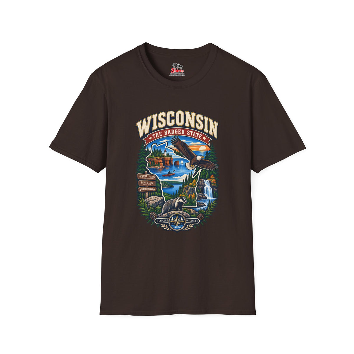 Wisconsin Badger State Adventure Unisex Softstyle T Shirt State Pride Graphic Tee Collections FS03