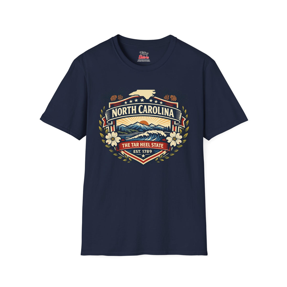 North Carolina Heritage Badge Unisex Softstyle T Shirt State Pride Graphic Tee Collections FS03