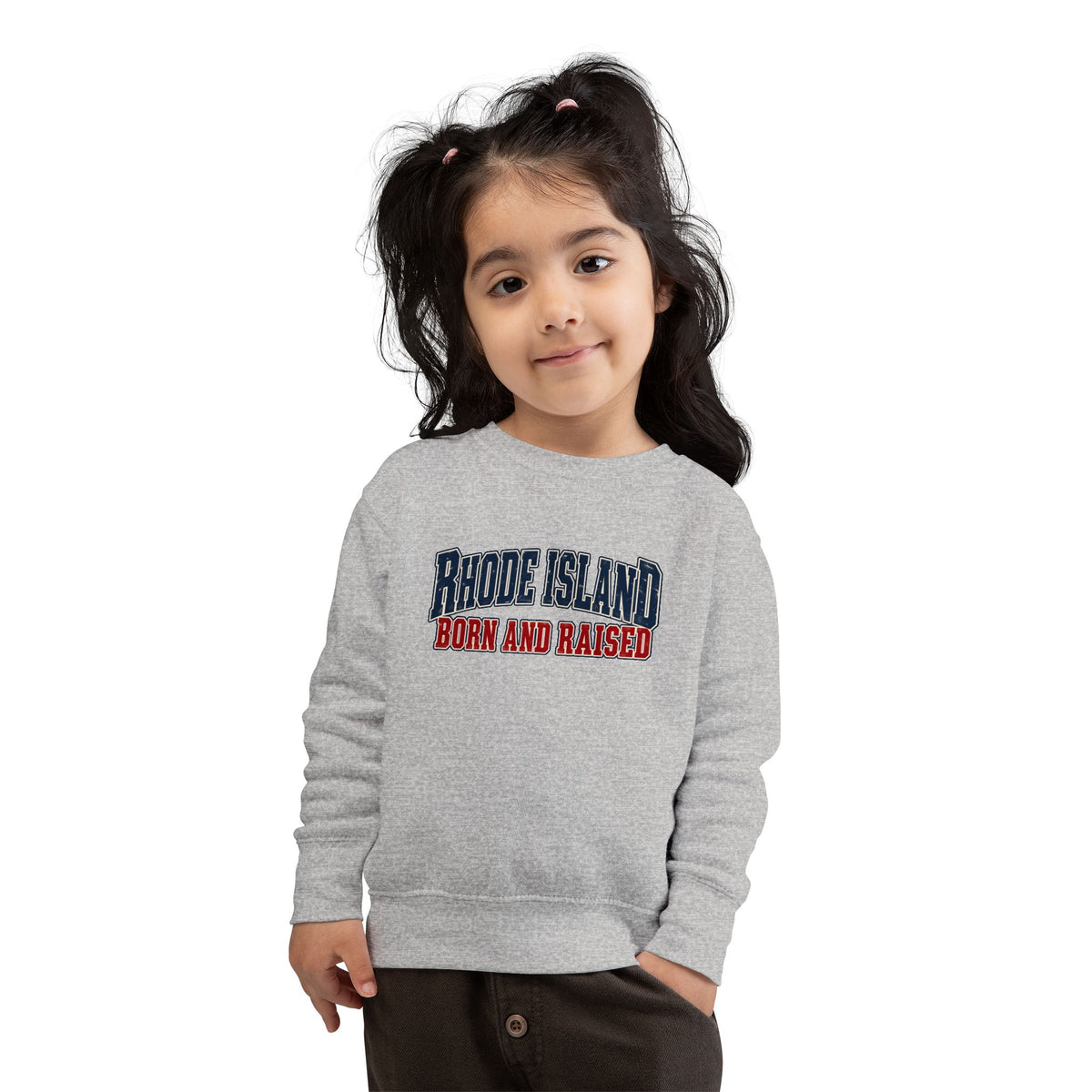 Rhode Island Born and Raised New England Americana Unisex Toddler Sweatshirt