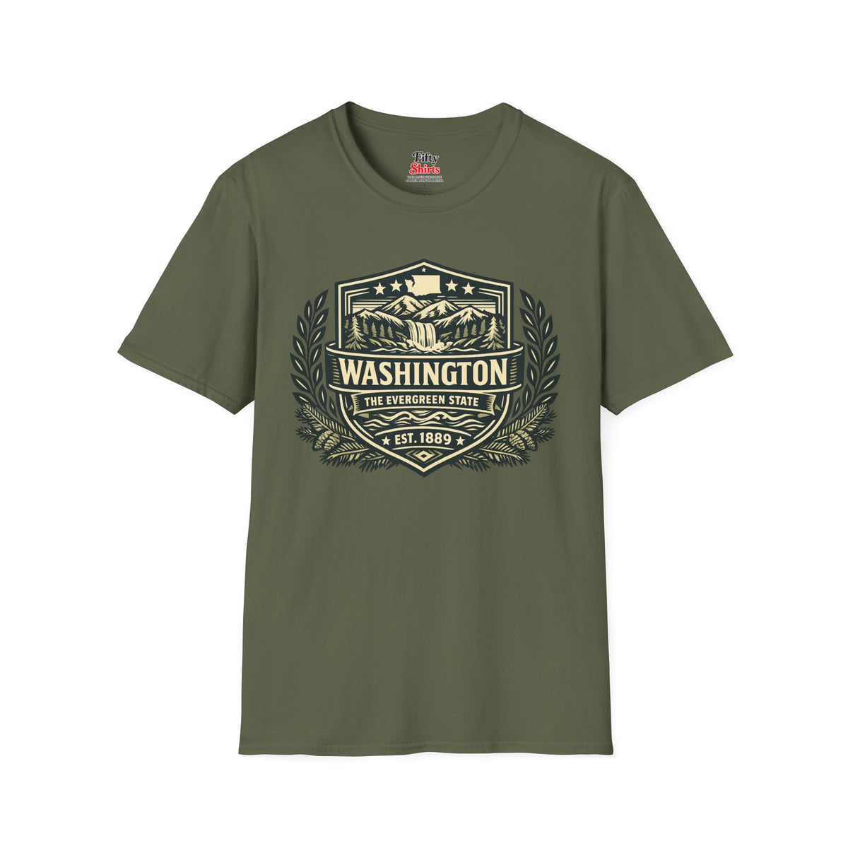 Washington Heritage Badge Unisex Softstyle T Shirt State Pride Graphic Tee Collections FS03