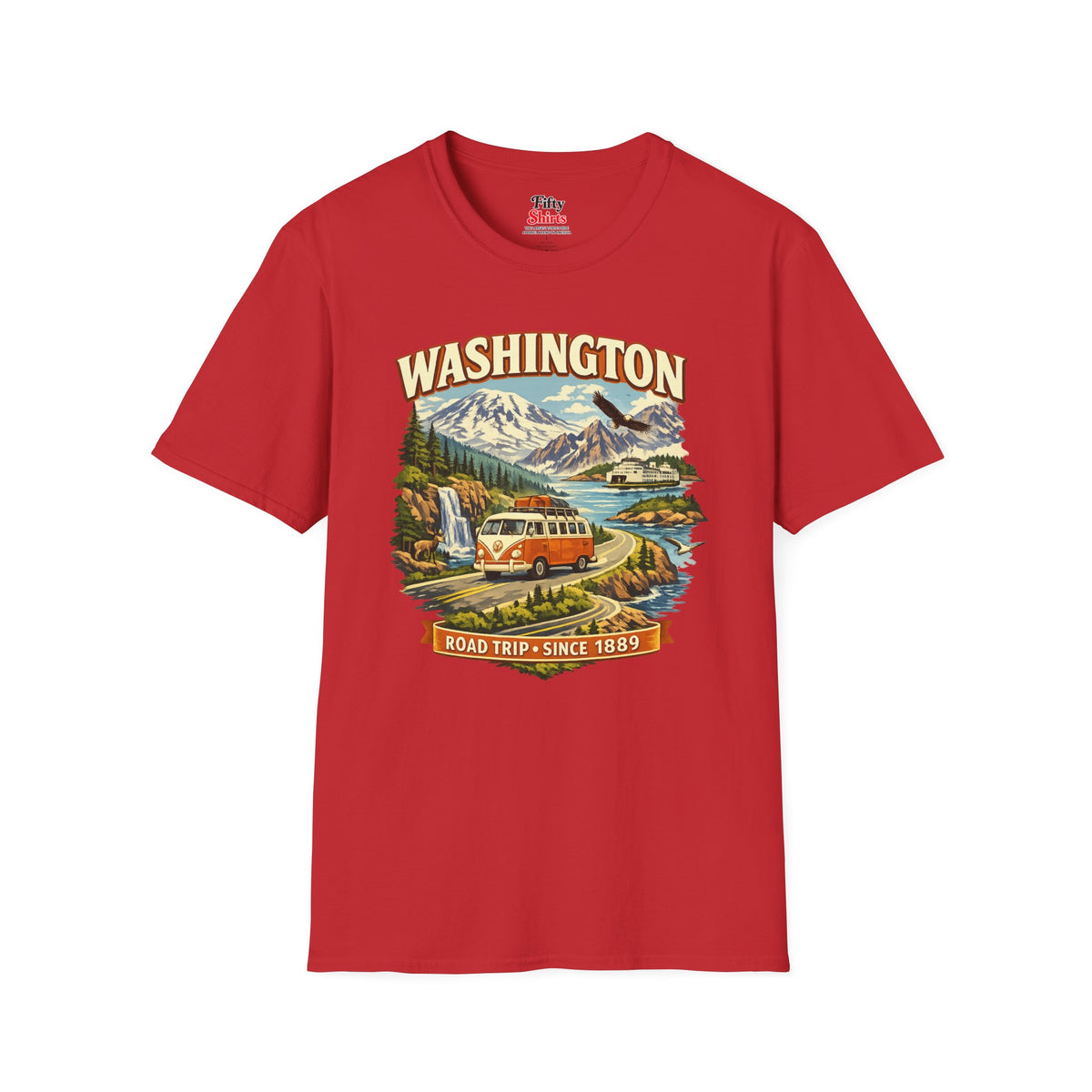 Washington Roadtrip Unisex Softstyle T Shirt State Pride Graphic Tee Collections FS03