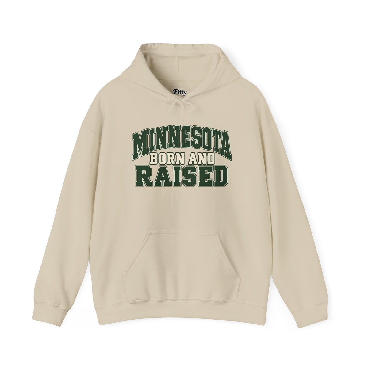 Minnesota Born and Raised Unisex Hoodie State Name Graphic