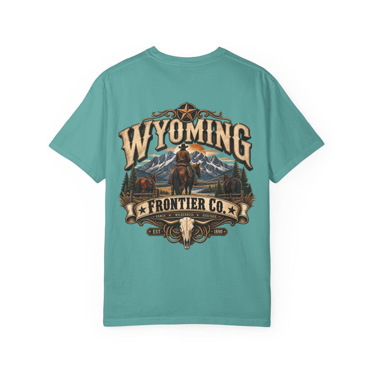 Wyoming Frontier Co. Unisex Comfort Color 1717 Streetwear Graphic Tee