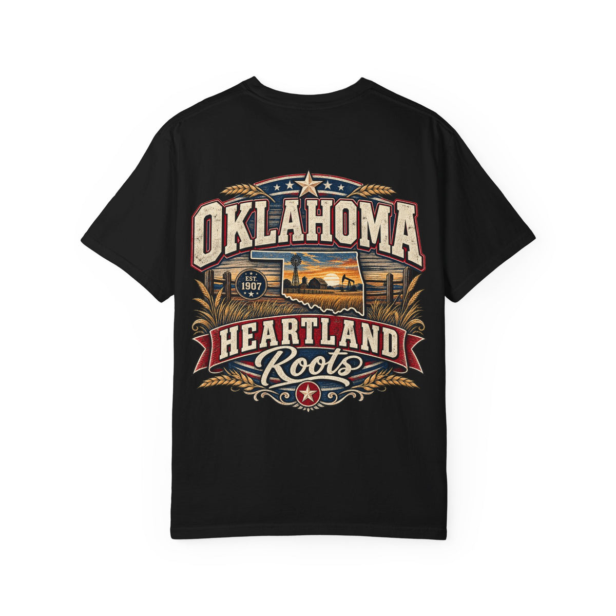 Oklahoma Heartland Roots Unisex Comfort Color 1717 Streetwear Graphic Tee