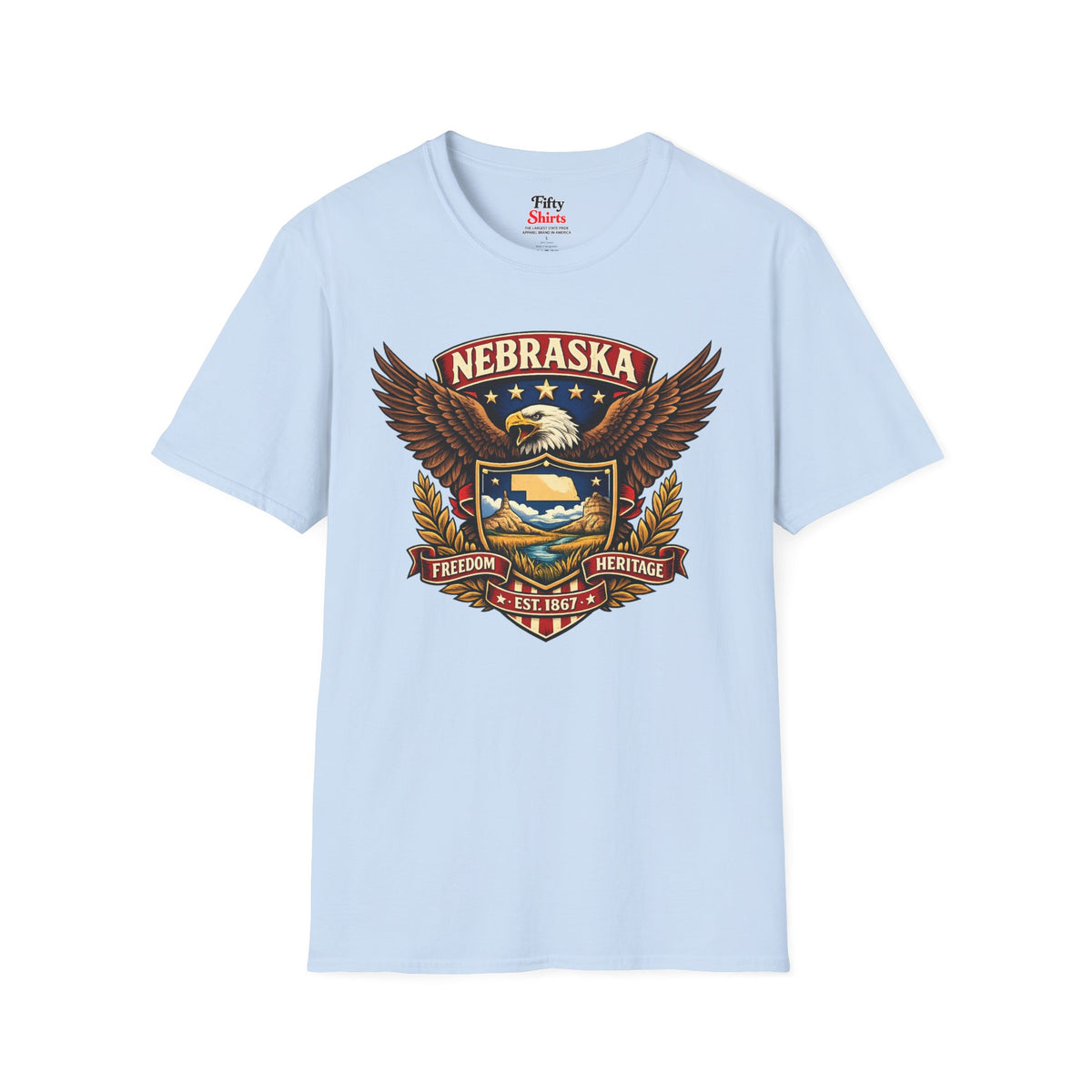 Nebraska Americana Eagle Unisex Softstyle T Shirt State Pride Graphic Tee Collections FS03