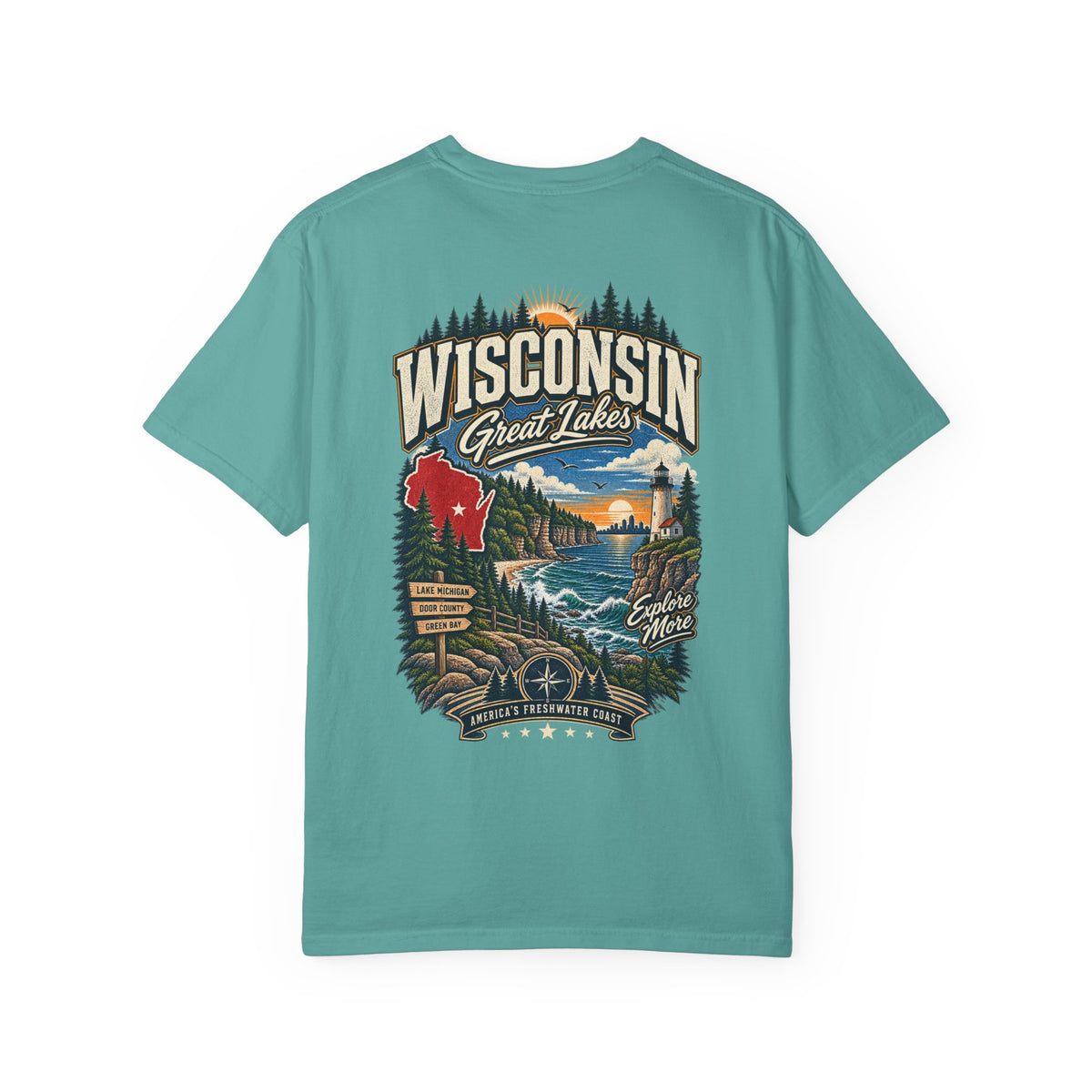 Wisconsin Great Lakes Unisex Comfort Color 1717 Streetwear Graphic Tee