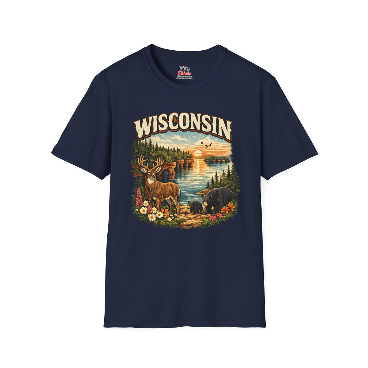 Wisconsin Wildlife Unisex Softstyle T Shirt State Pride Graphic Tee Collections FS03