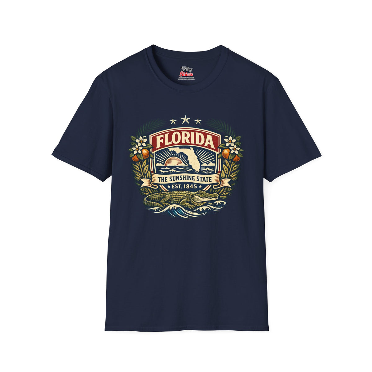 Florida Heritage Badge Unisex Softstyle T Shirt State Pride Graphic Tee Collections FS03