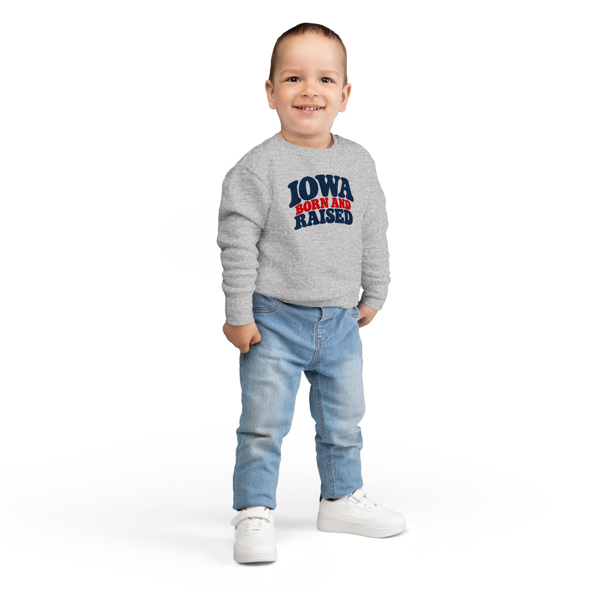 Iowa Born and Raised Retro 1970s Unisex Toddler Sweatshirt