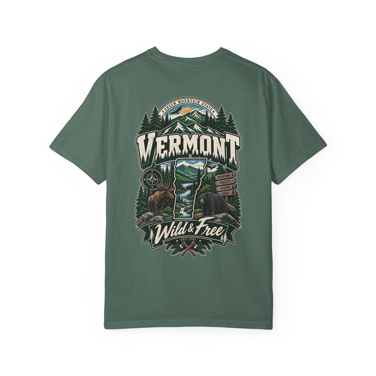 Vermont Wild & Free Unisex Comfort Color 1717 Streetwear Graphic Tee