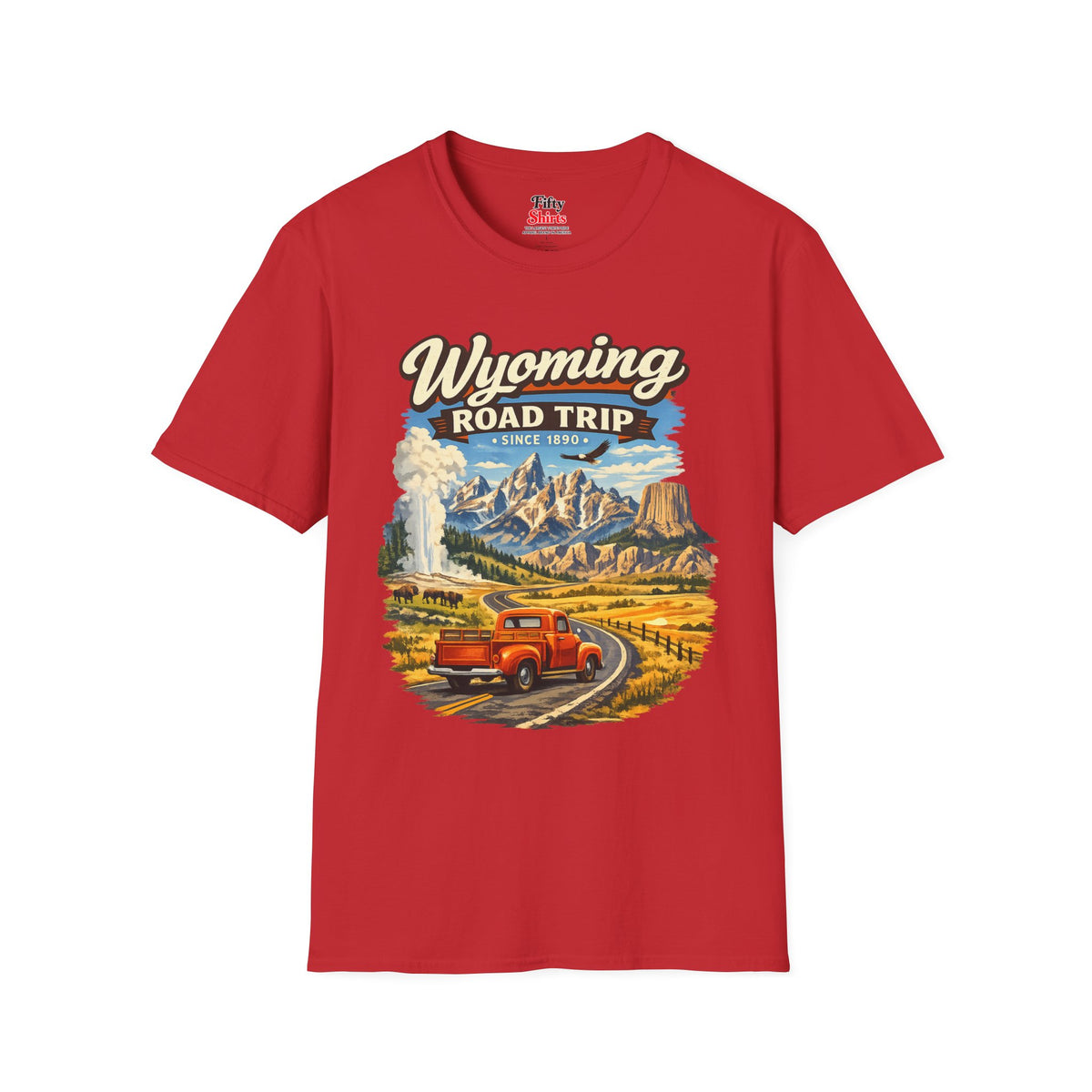 Wyoming Road Trip Unisex Softstyle T Shirt State Pride Graphic Tee Collections FS03