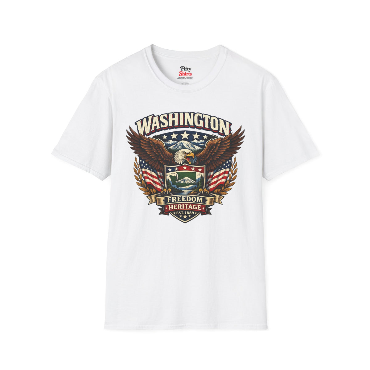 Washington Americana Eagle Unisex Softstyle T Shirt State Pride Graphic Tee Collections FS03