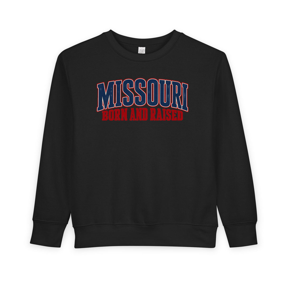Missouri Born and Raised Vintage Americana Unisex Toddler Sweatshirt Graphic