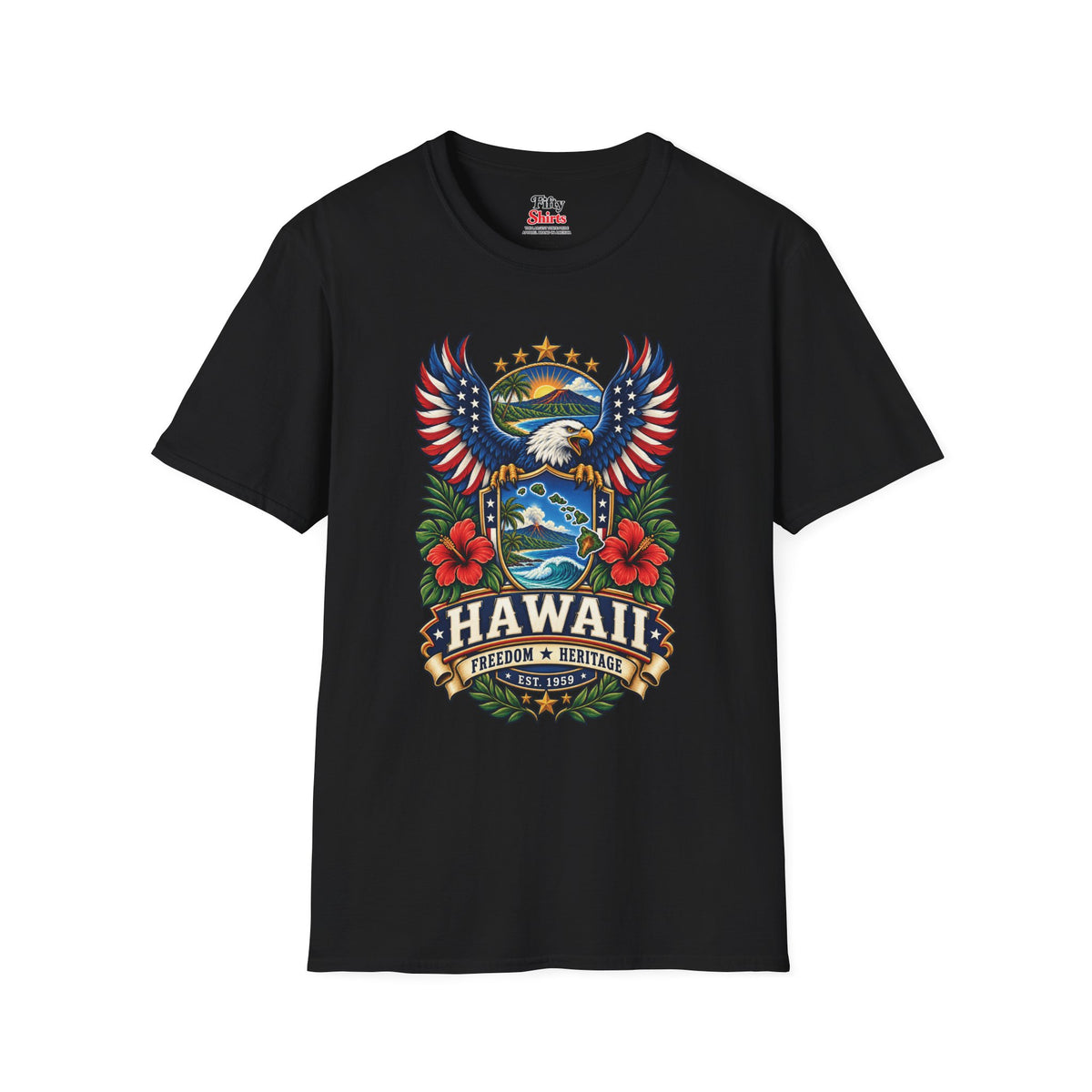 Hawaii Americana Eagle Unisex Softstyle T Shirt State Pride Graphic Tee Collections FS03