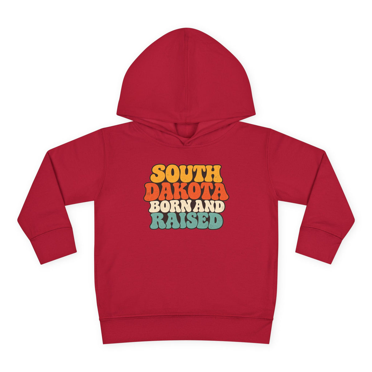 South Dakota Born and Raised Retro 1970s Unisex Toddler Pullover Fleece Hoodie