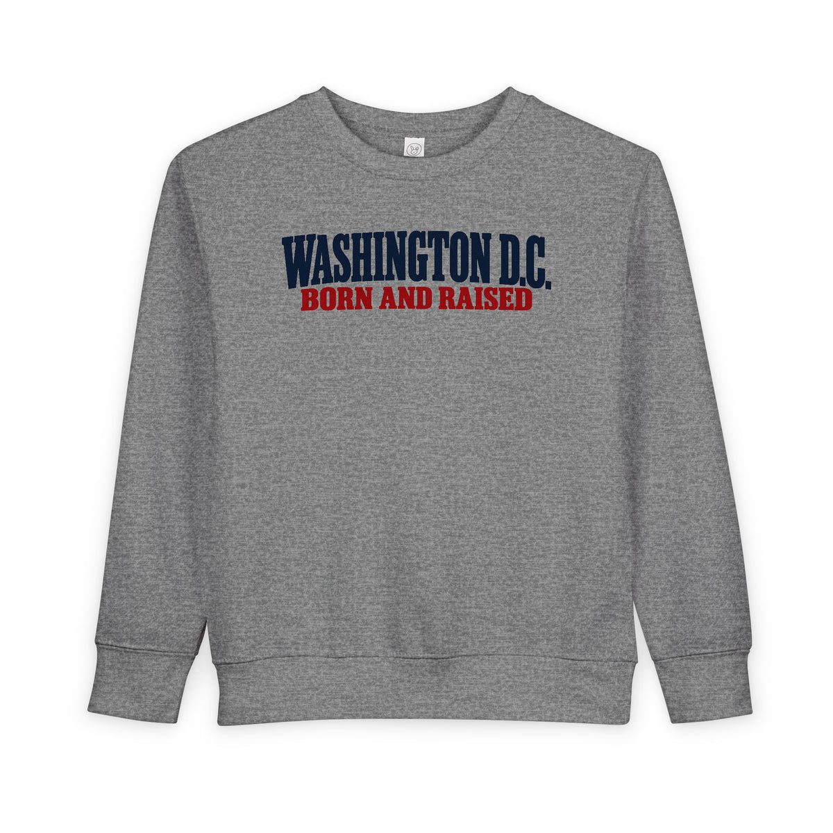 Washington DC Born and Raised Heritage Serif Unisex Toddler Sweatshirt