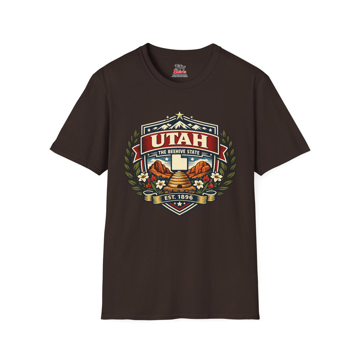 Utah Heritage Badge Unisex Softstyle T Shirt State Pride Graphic Tee Collections FS03