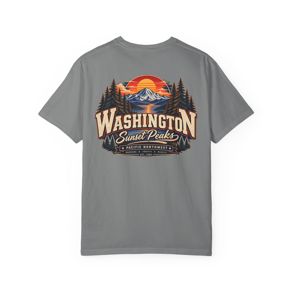 Washington Sunset Peaks Unisex Comfort Color 1717 Streetwear Graphic Tee