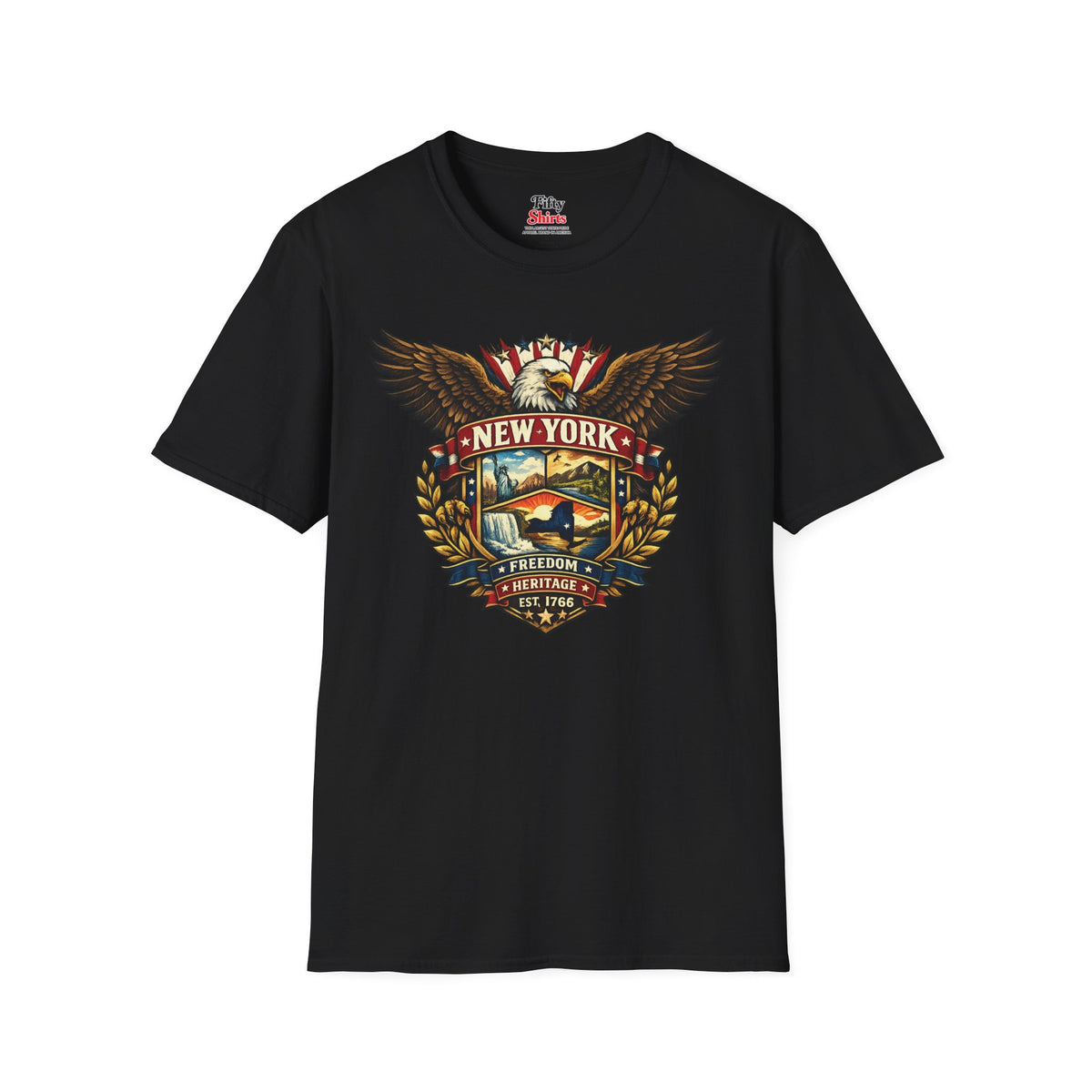 New York American Eagle Unisex Softstyle T Shirt State Pride Graphic Tee Collections FS03