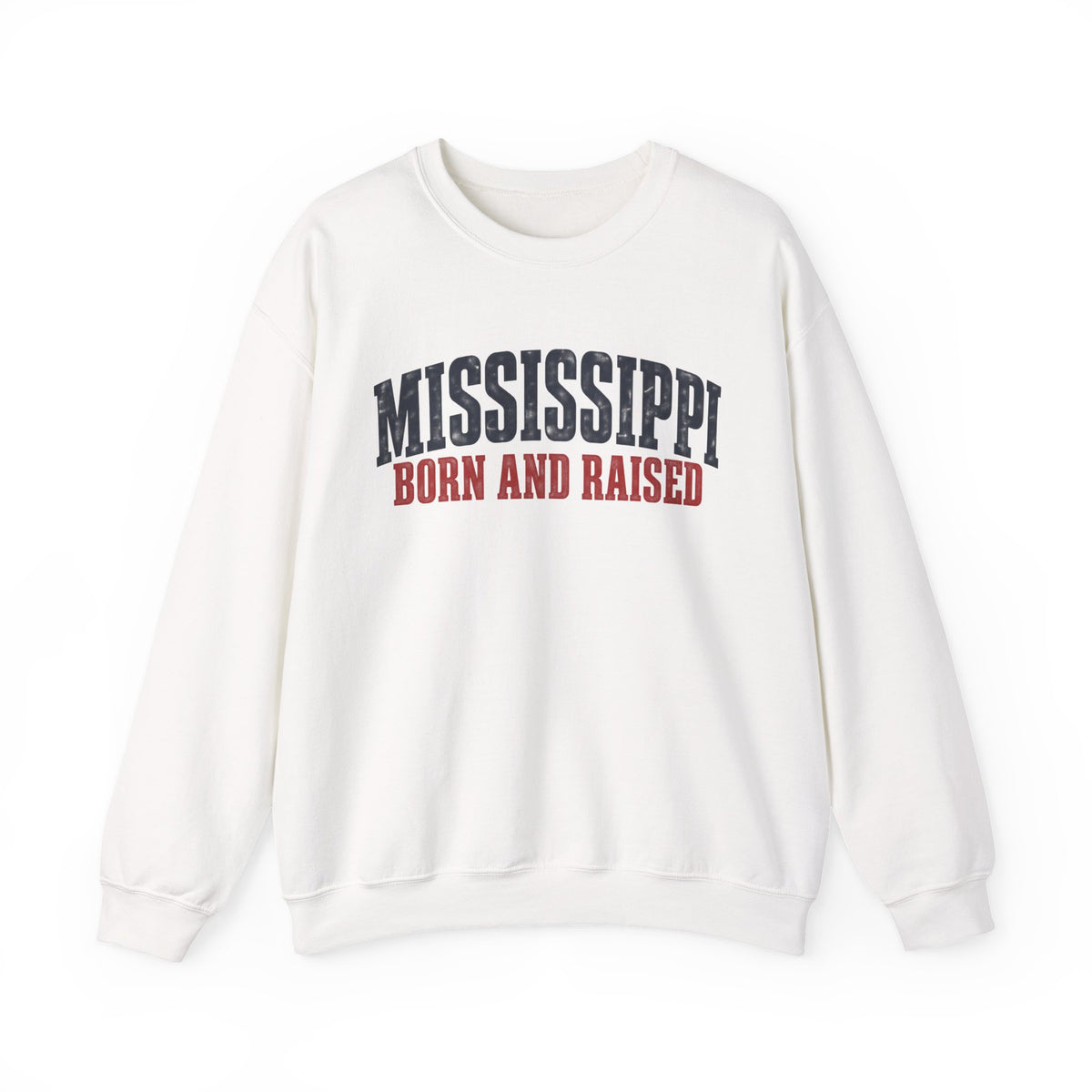 Mississippi Born and Raised Minimal Vintage Unisex Sweatshirt Graphic